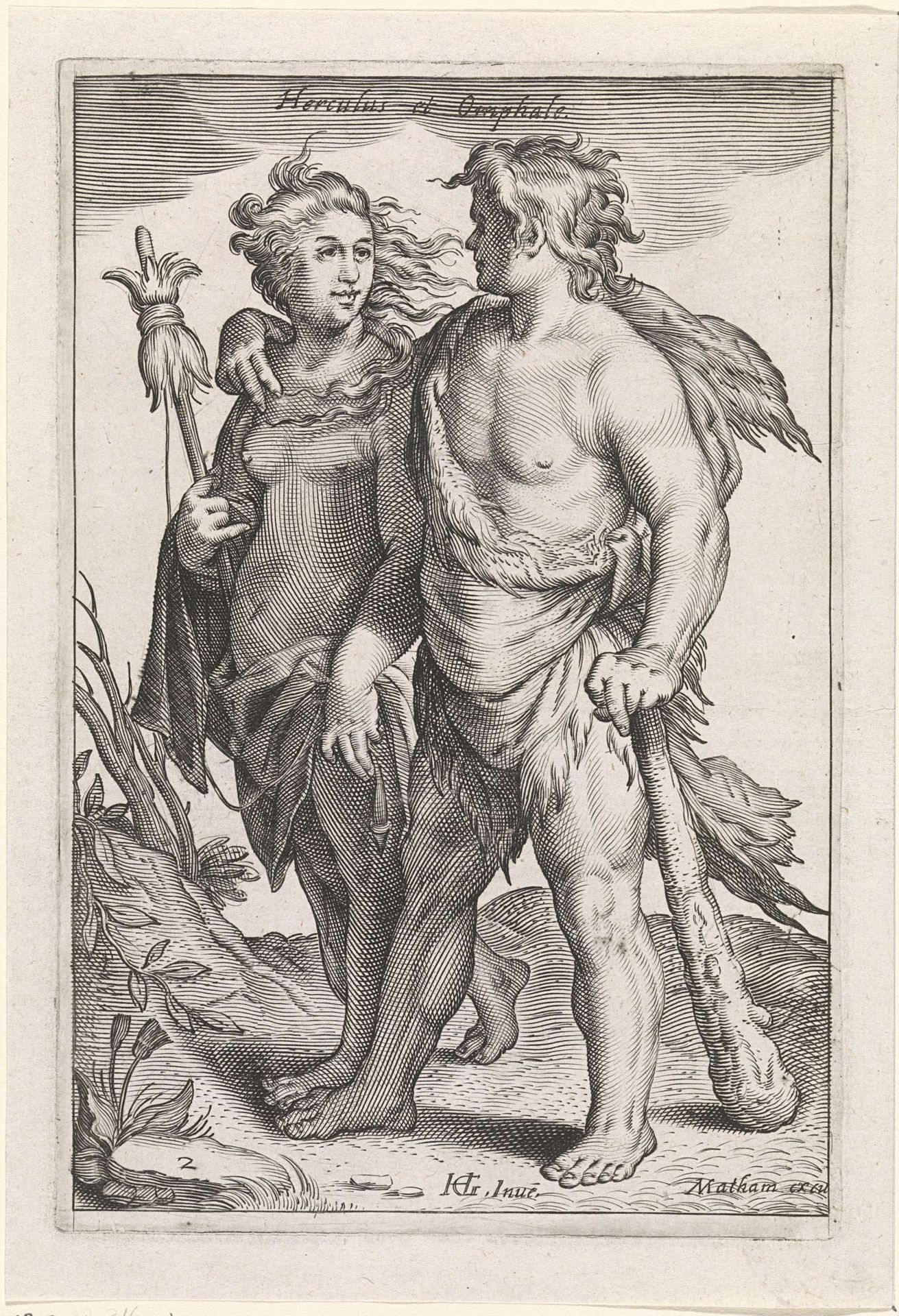 Hercules en Omphale by Jacob Matham