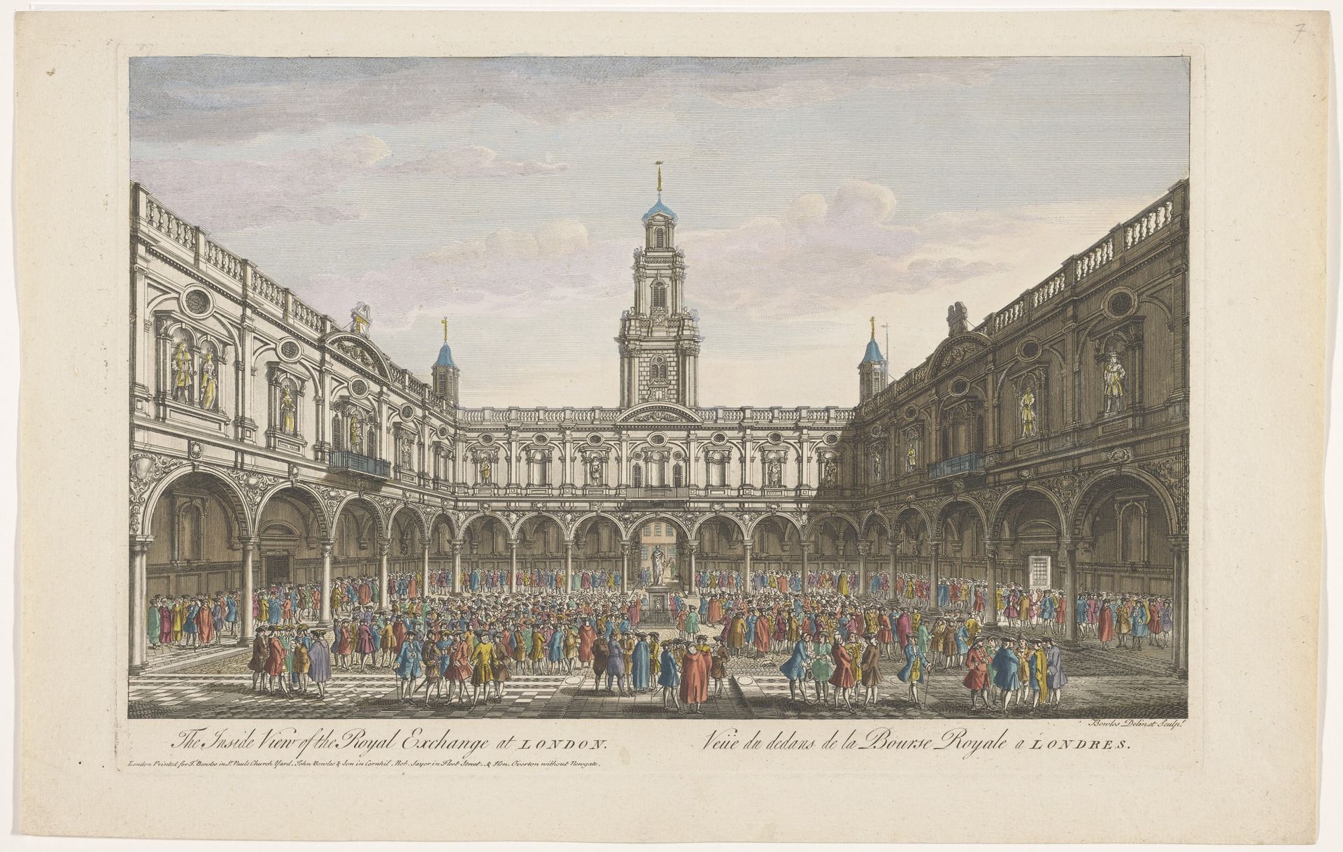 Gezicht op het interieur van de Royal Exchange te Londen by Robert Sayer