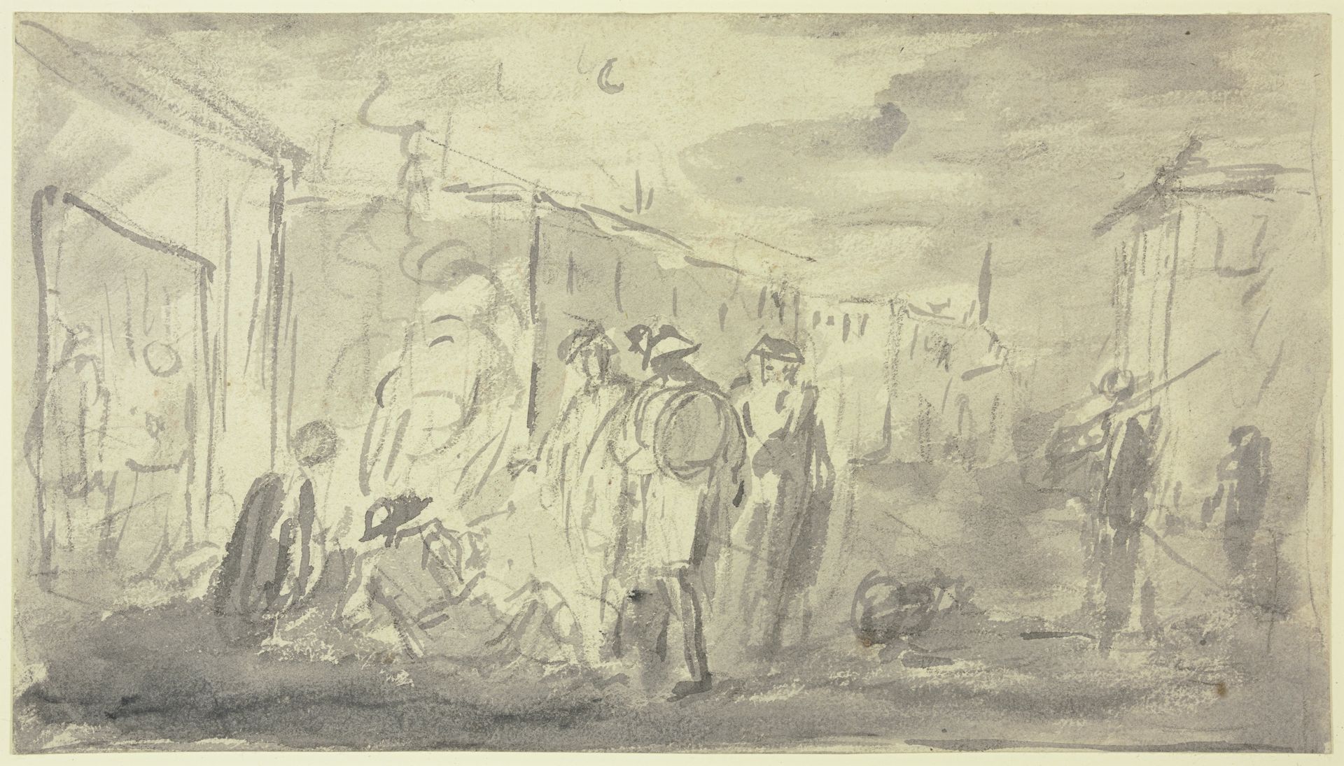 Soldiers around a campfire by Joseph Parrocel