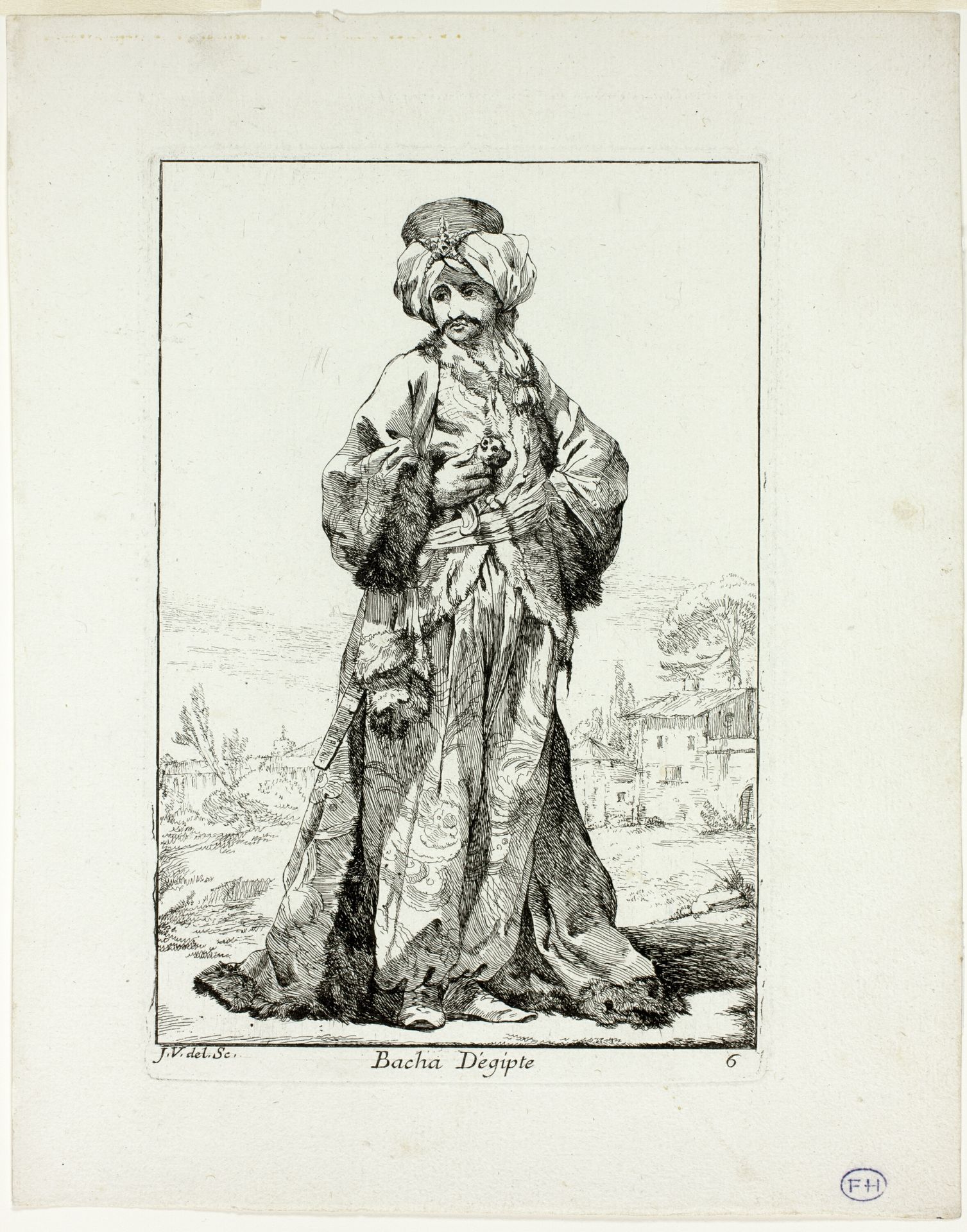 Bacha d'Égypte, plate six from Caravanne du Sultan à la Mecque by Joseph Marie Vien