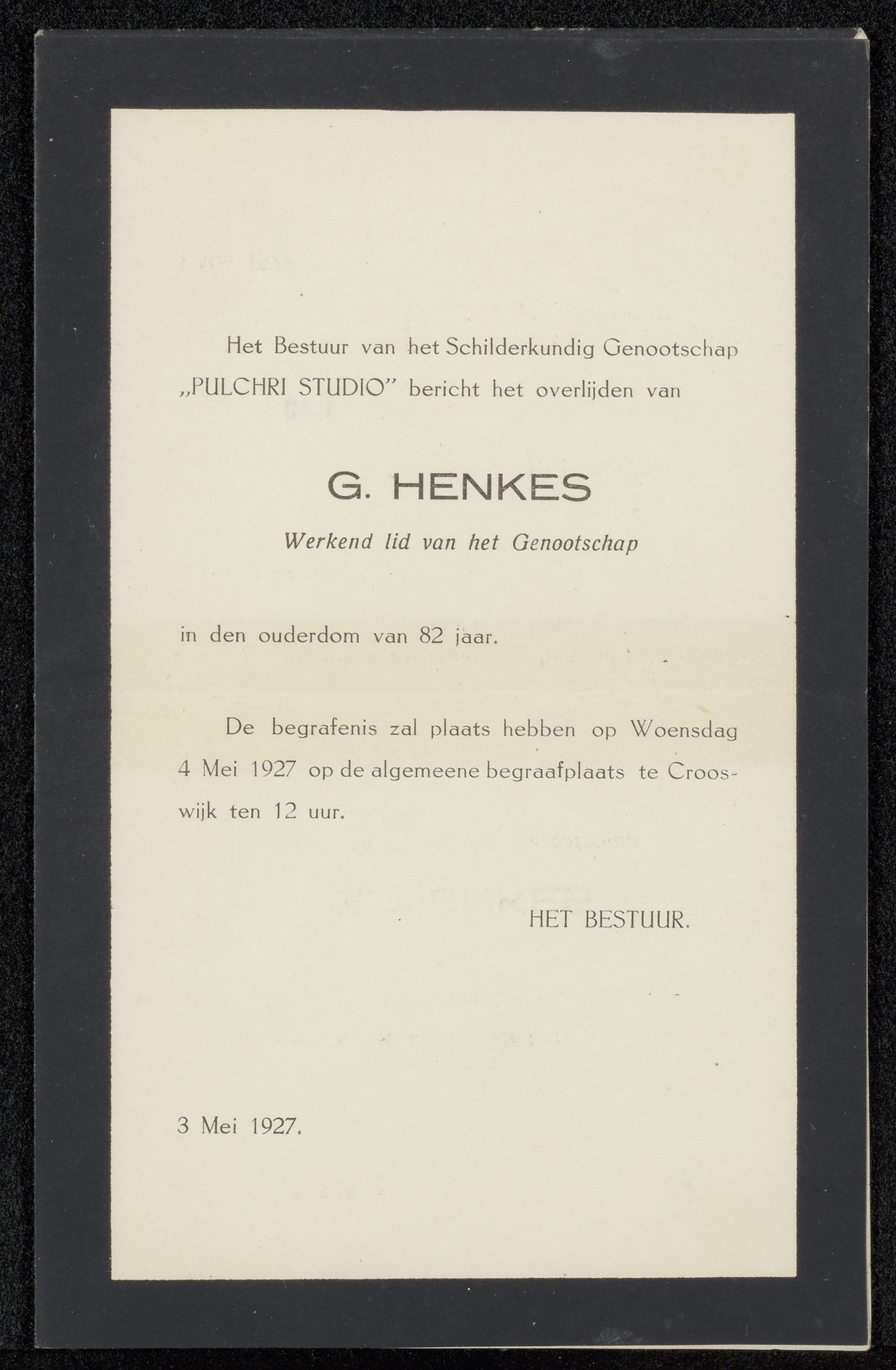 Overlijdensbericht aan Philip Zilcken by Anonymous