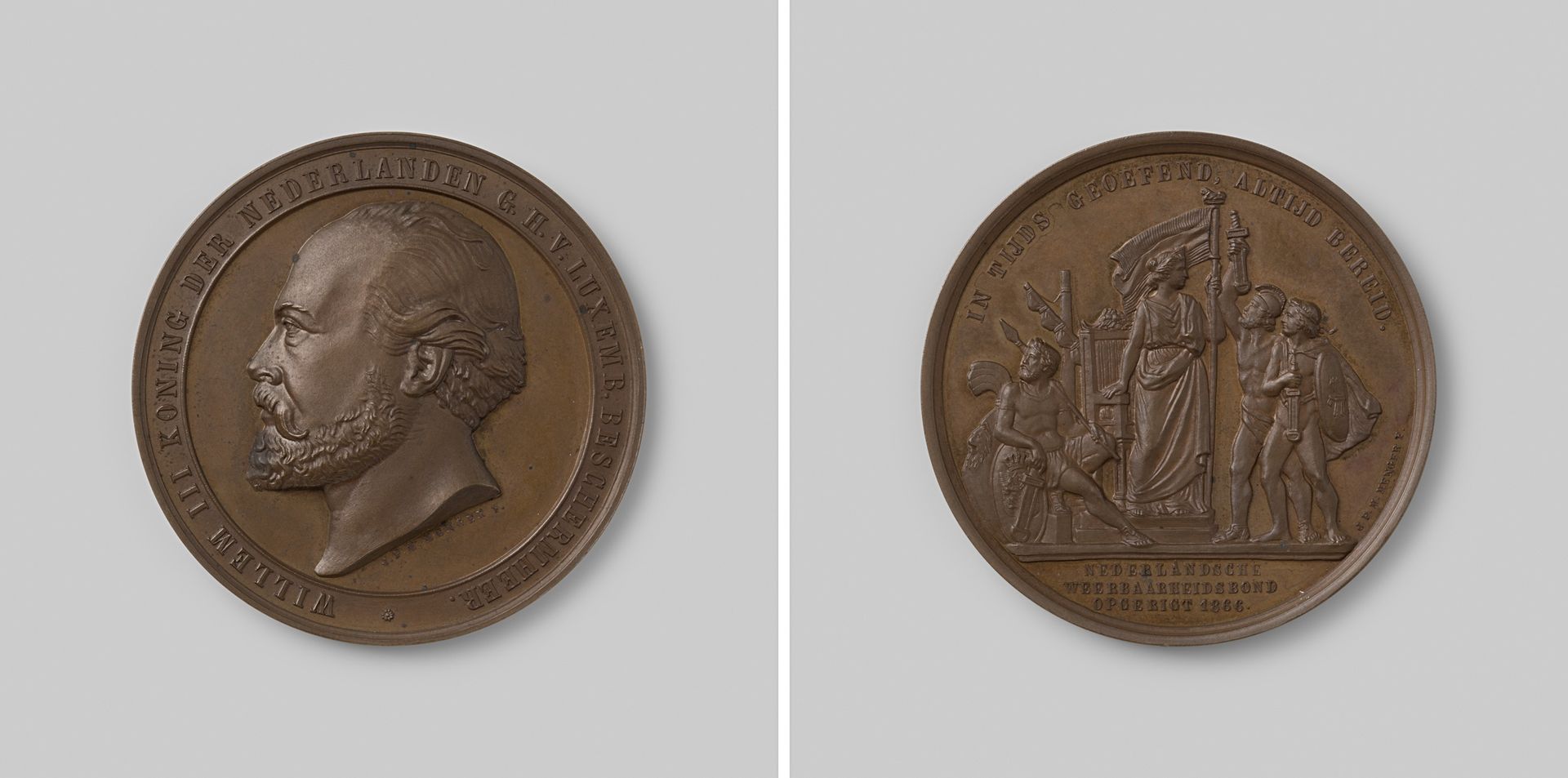 Oprichting van de Nederlandsche Weerbaarheidsbond, ter ere van Willem III, koning der Nederlanden by Johan Philip Menger