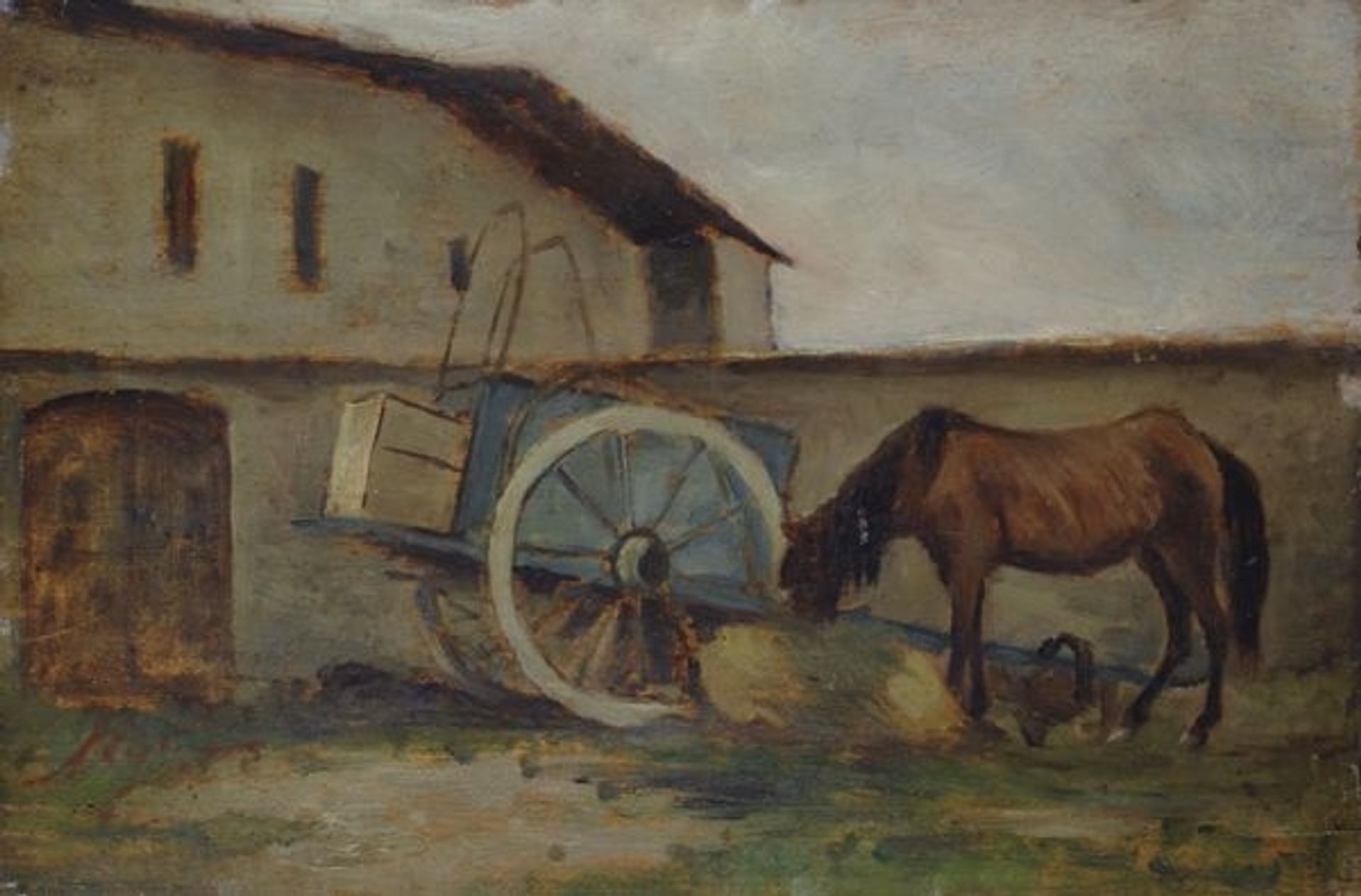 The courier's horse by Silvestro Lega