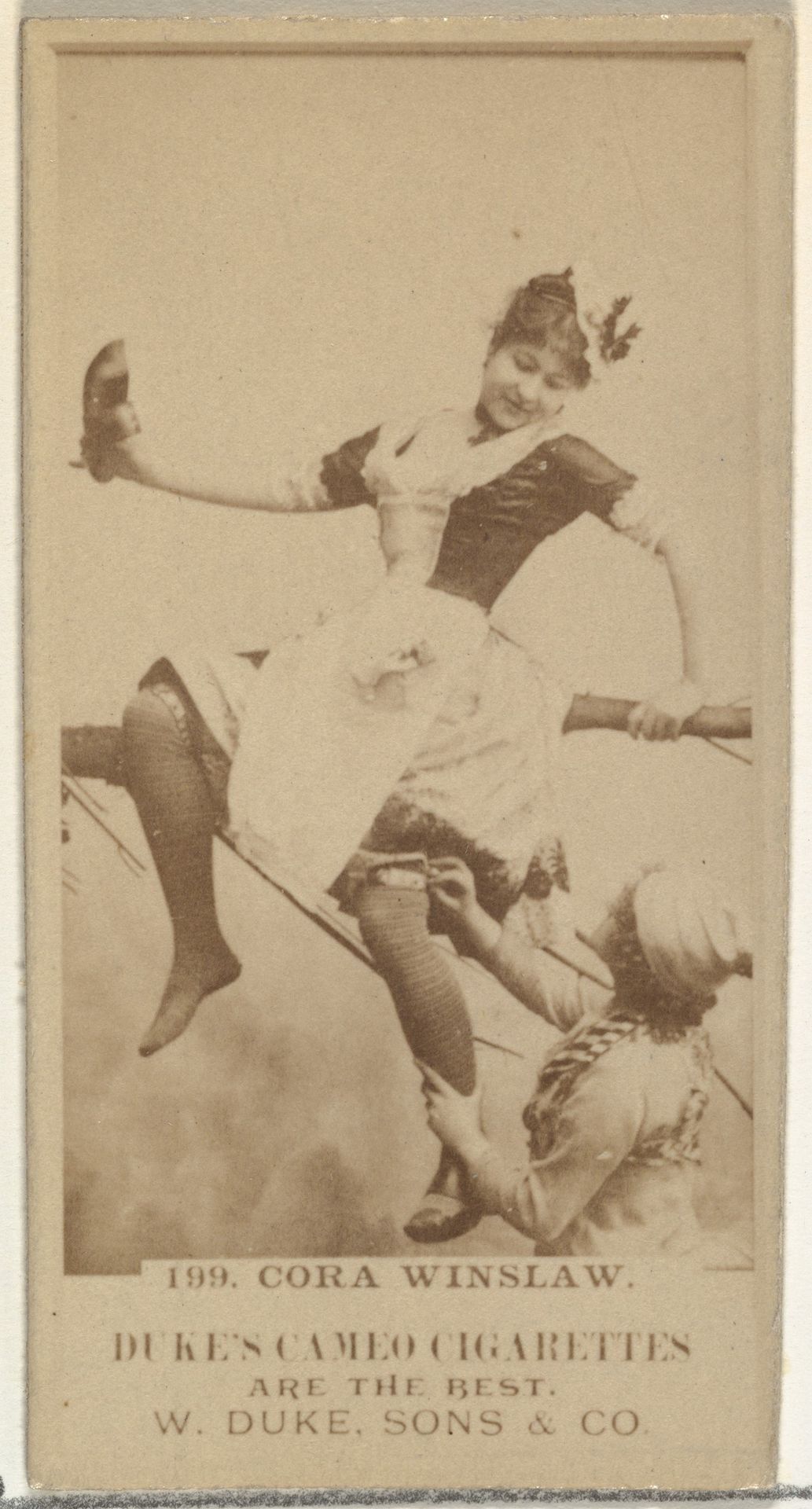 Card Number 199, Cora Winslaw, from the Actors and Actresses series (N145-5) issued by Duke Sons & Co. to promote Cameo Cigarettes by W. Duke, Sons & Co.