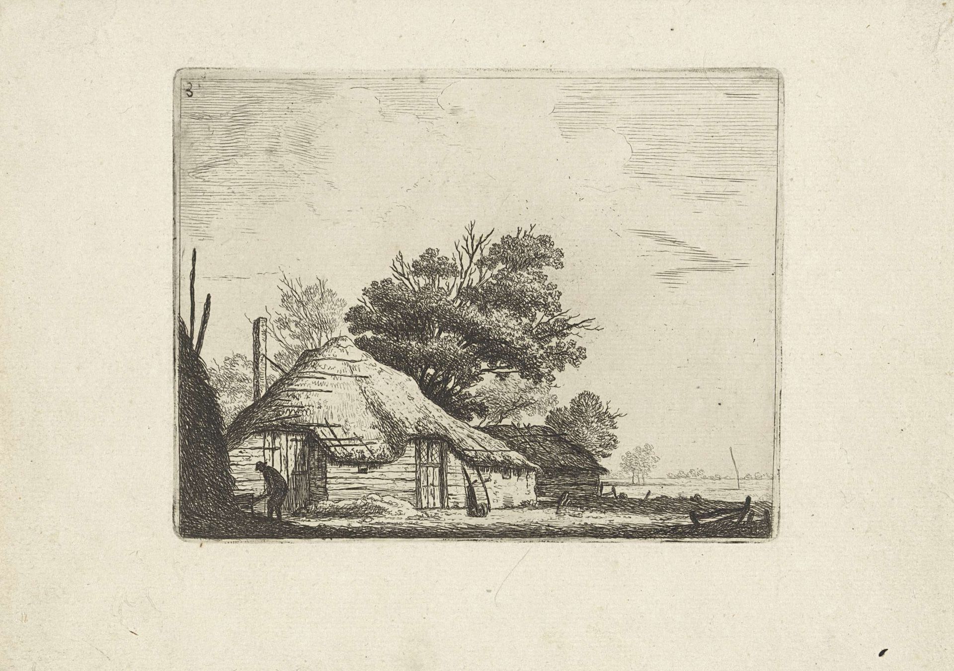 Landschap met boerderij by Hendrik Schwegman