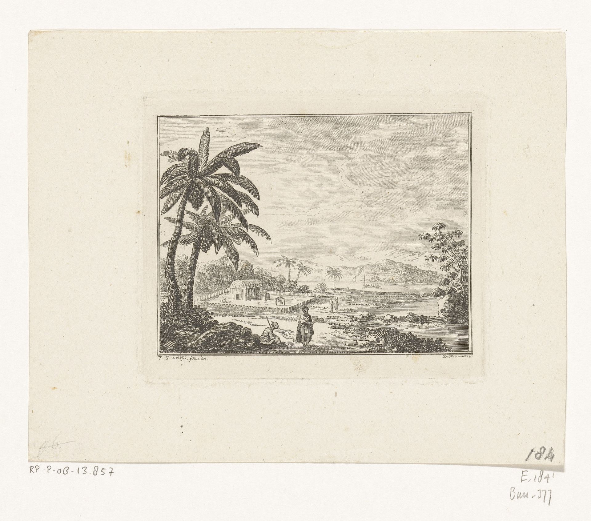 Landschap op Tahiti by Daniel Nikolaus Chodowiecki