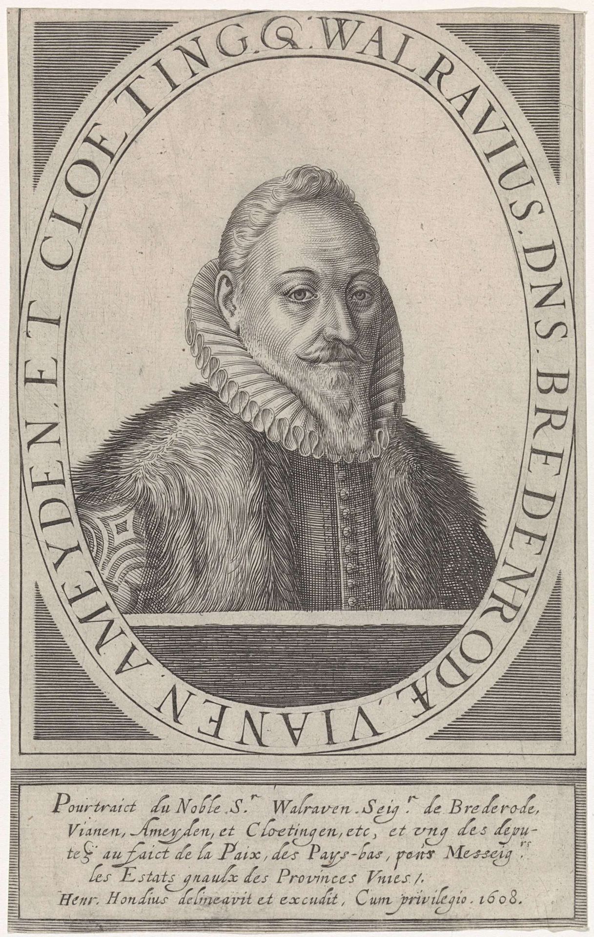 Portret van Walraven van Brederode by Hendrick Hondius I
