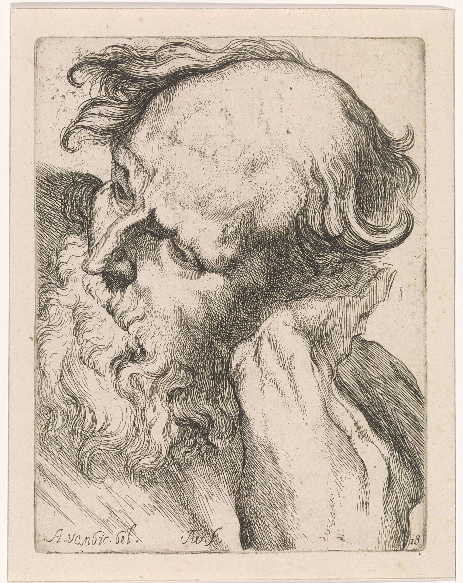 Hoofd van een oude man (Jozef) by Augustinus (I) Terwesten