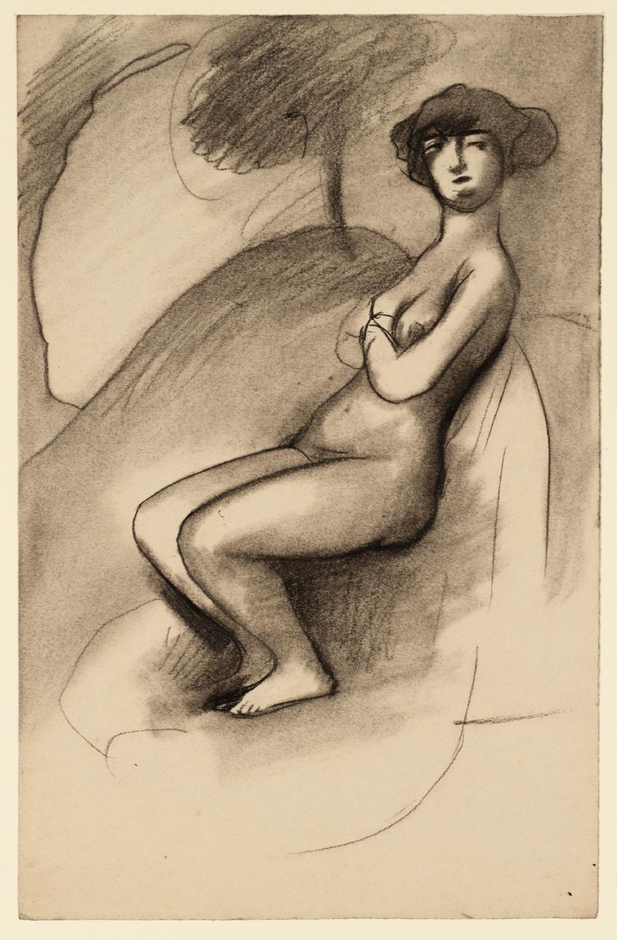 Nude Seated by a Tree by  Joan González