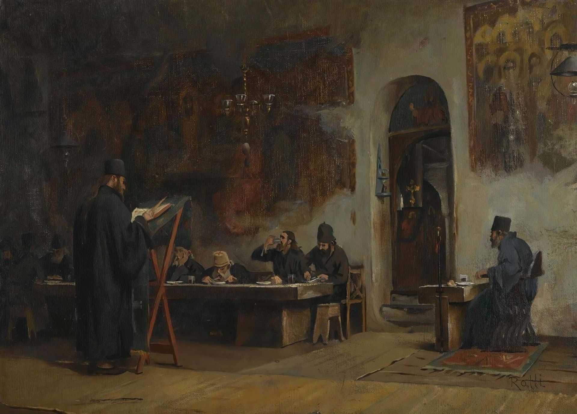 Refectory In A Greek Monastery by Theodoros Ralli
