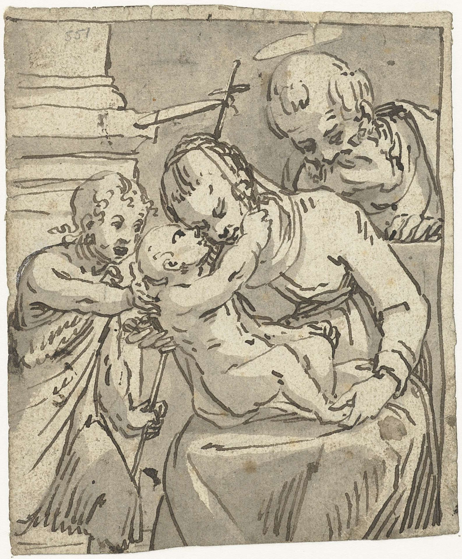 De Heilige Familie met Johannes de Doper by Gerard ter (I) Borch