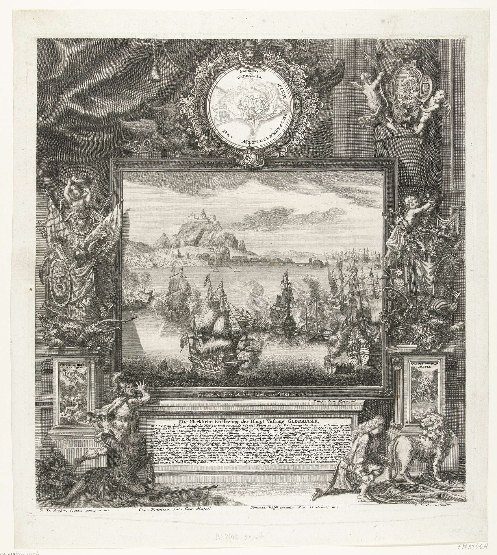 Ontzet van Gibraltar, 1705 by Johann Jakob Kleinschmidt