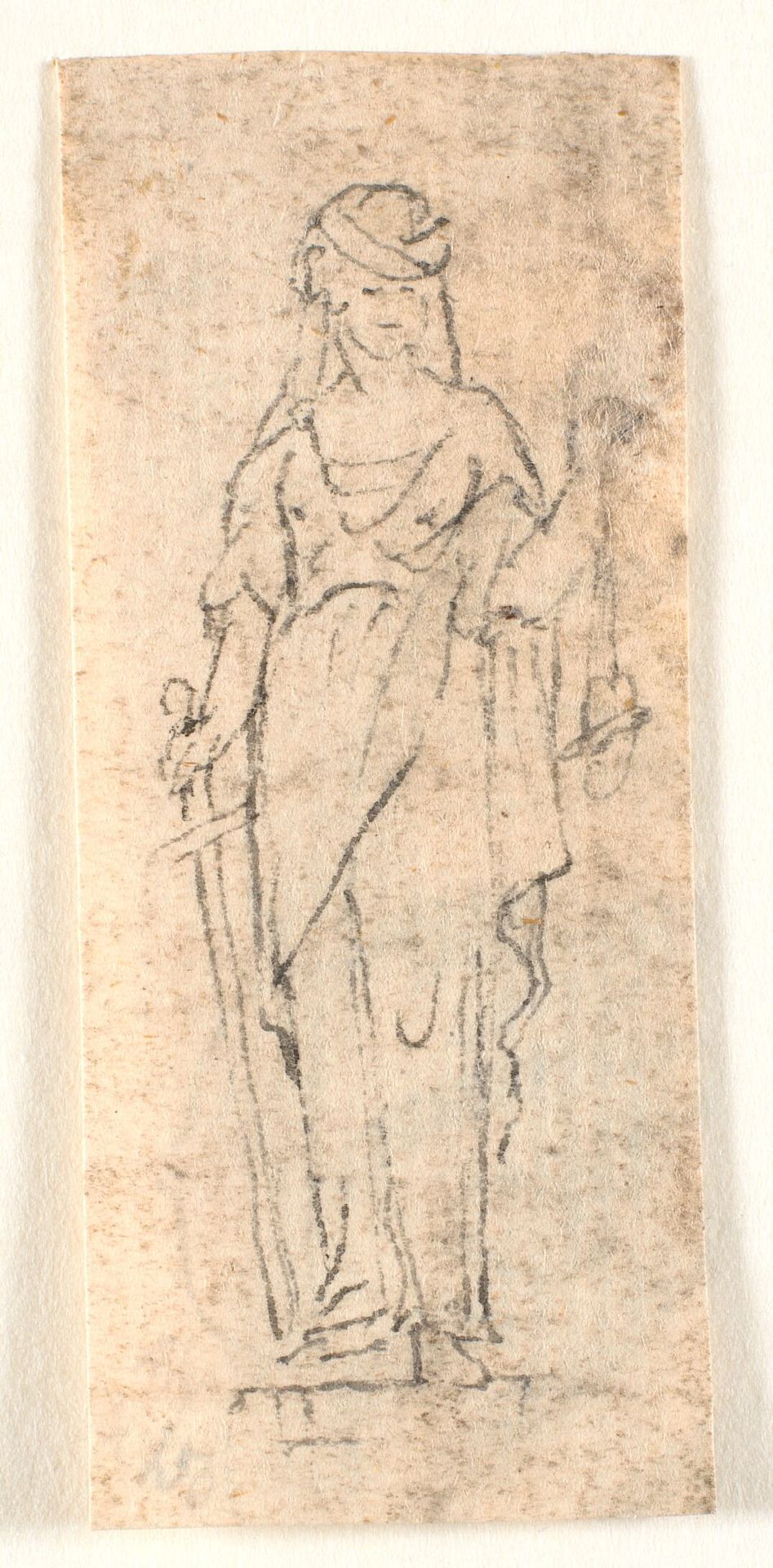 Stående kvinde med sværd. Retfærdigheden by Johannes Wiedewelt