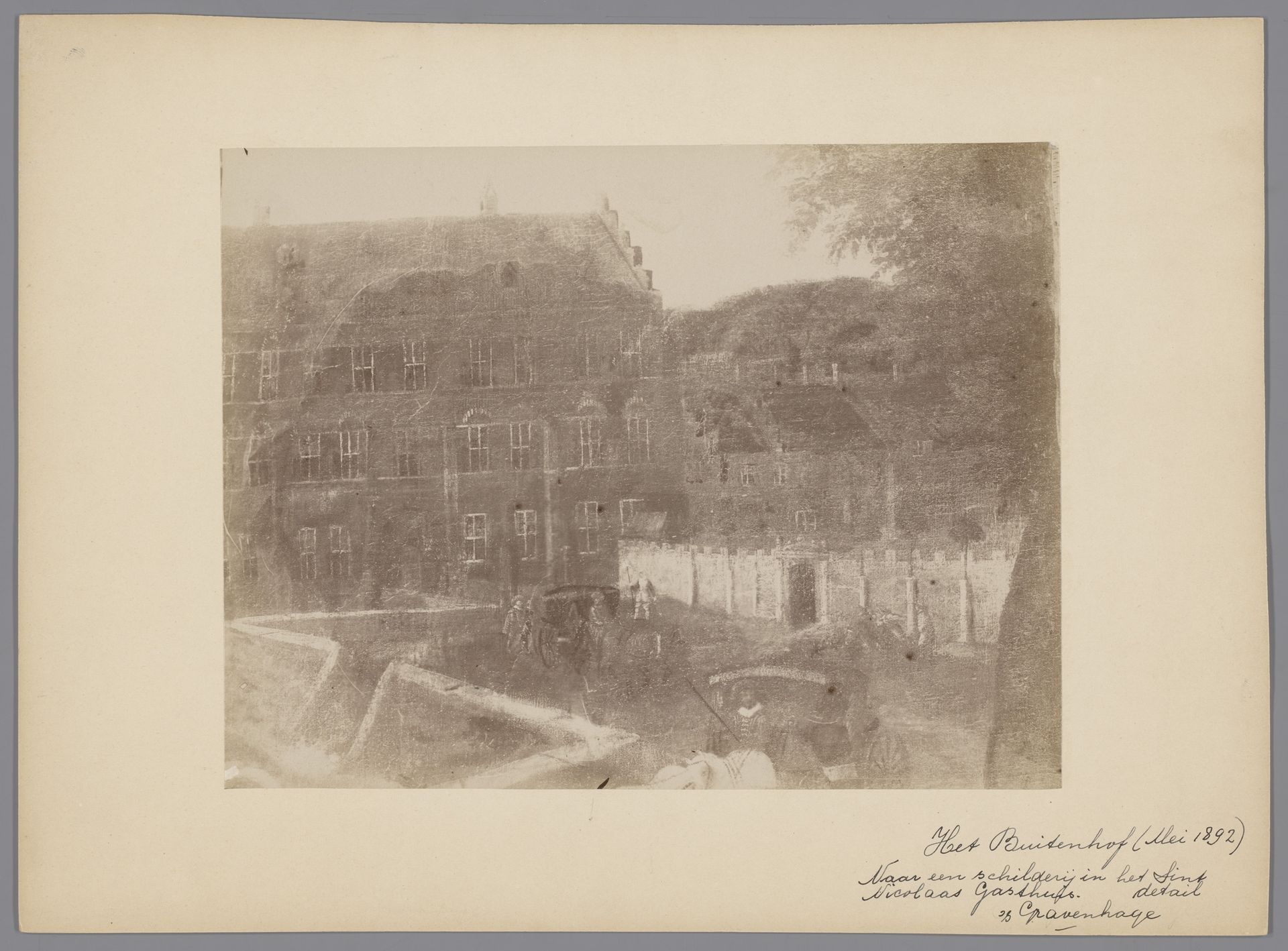 Fotoreproductie van een schilderij van het Buitenhof by anoniem (Monumentenzorg)