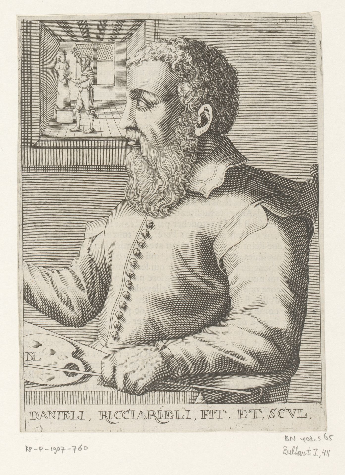 Portret van Daniele da Volterra by Nicolas de (I) Larmessin