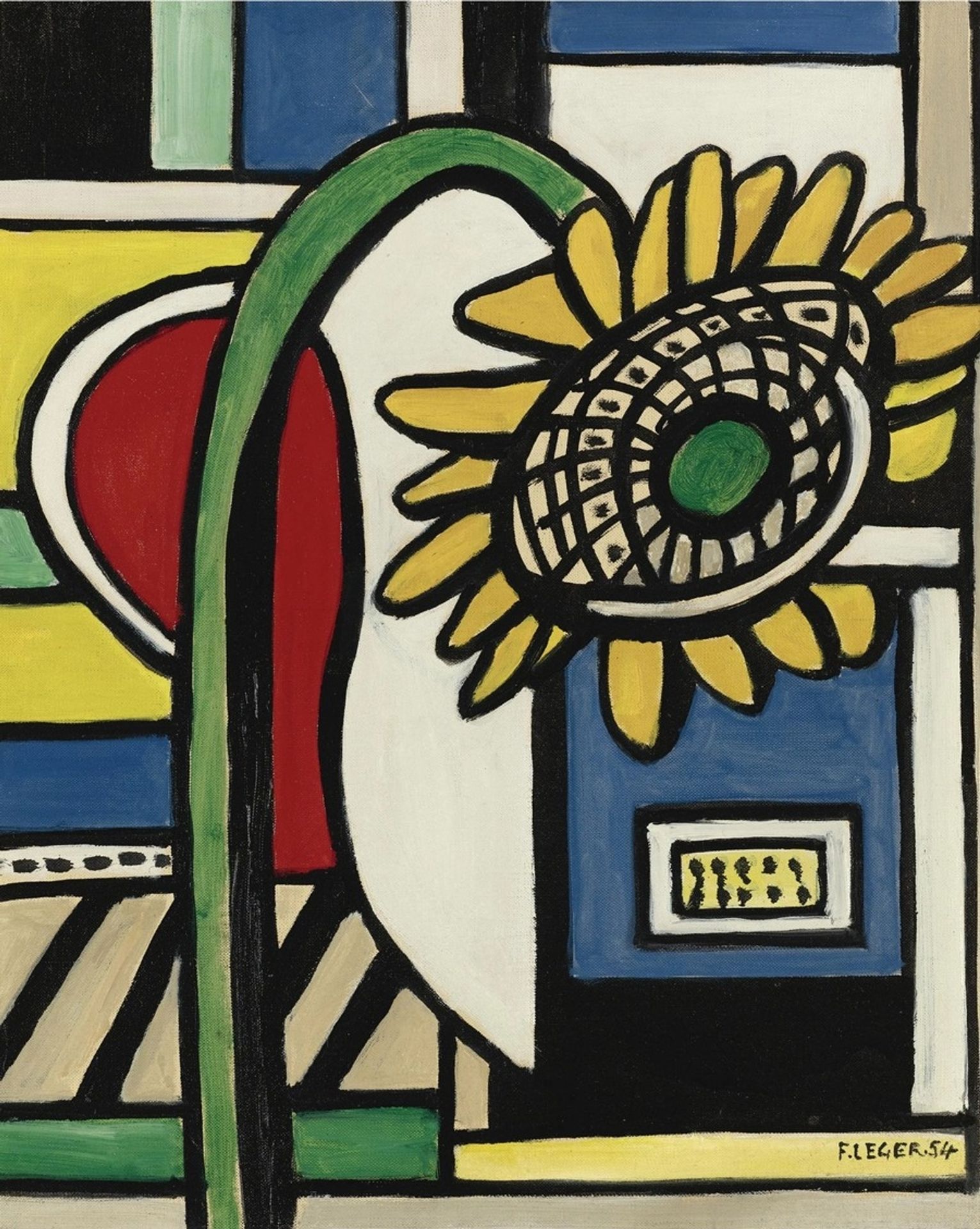 Un Tournesol sur fond polychrome by Fernand Léger