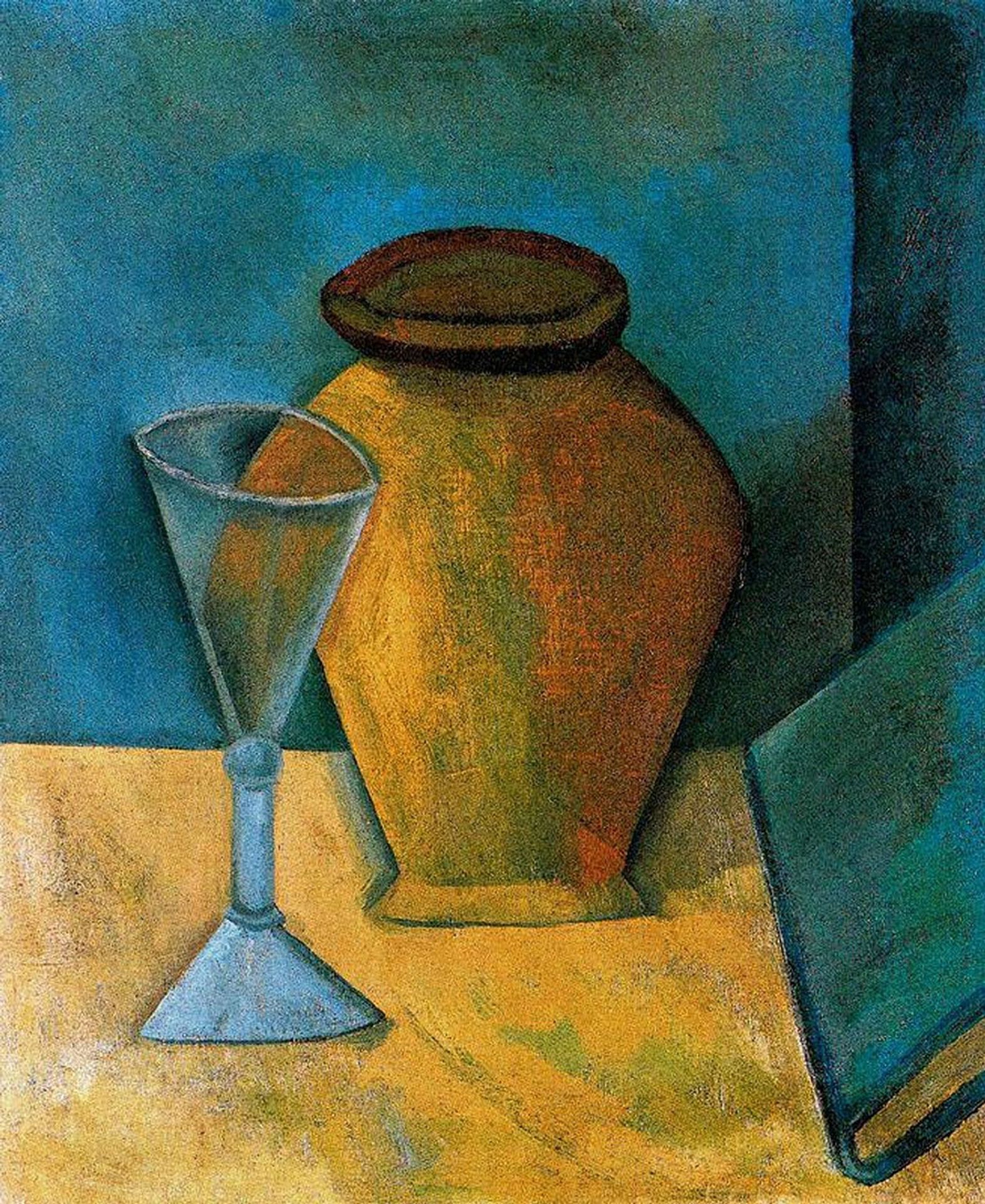 Pot, Glass and Book by Pablo Picasso