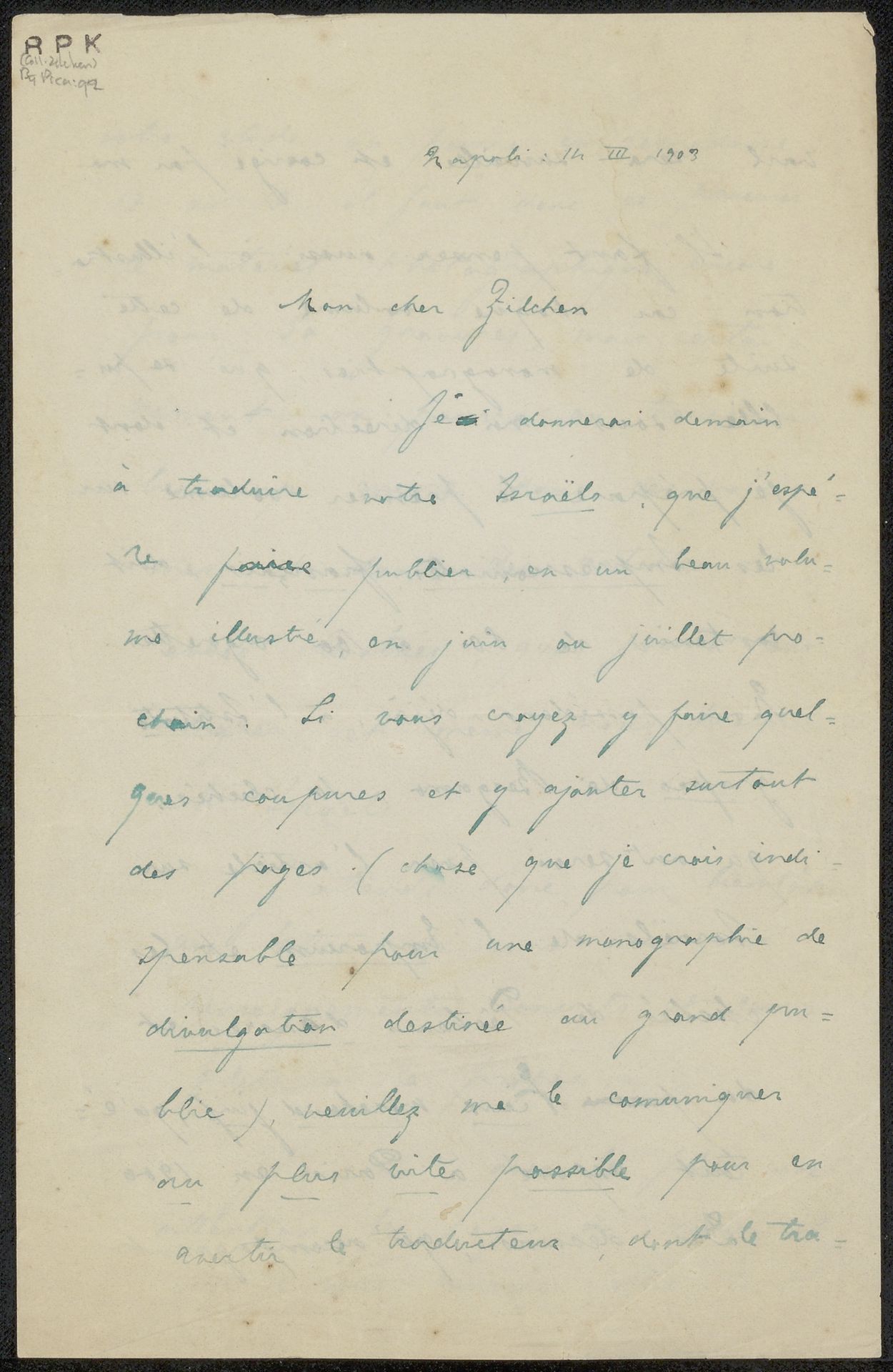 Brief aan Philip Zilcken by Vittorio Pica