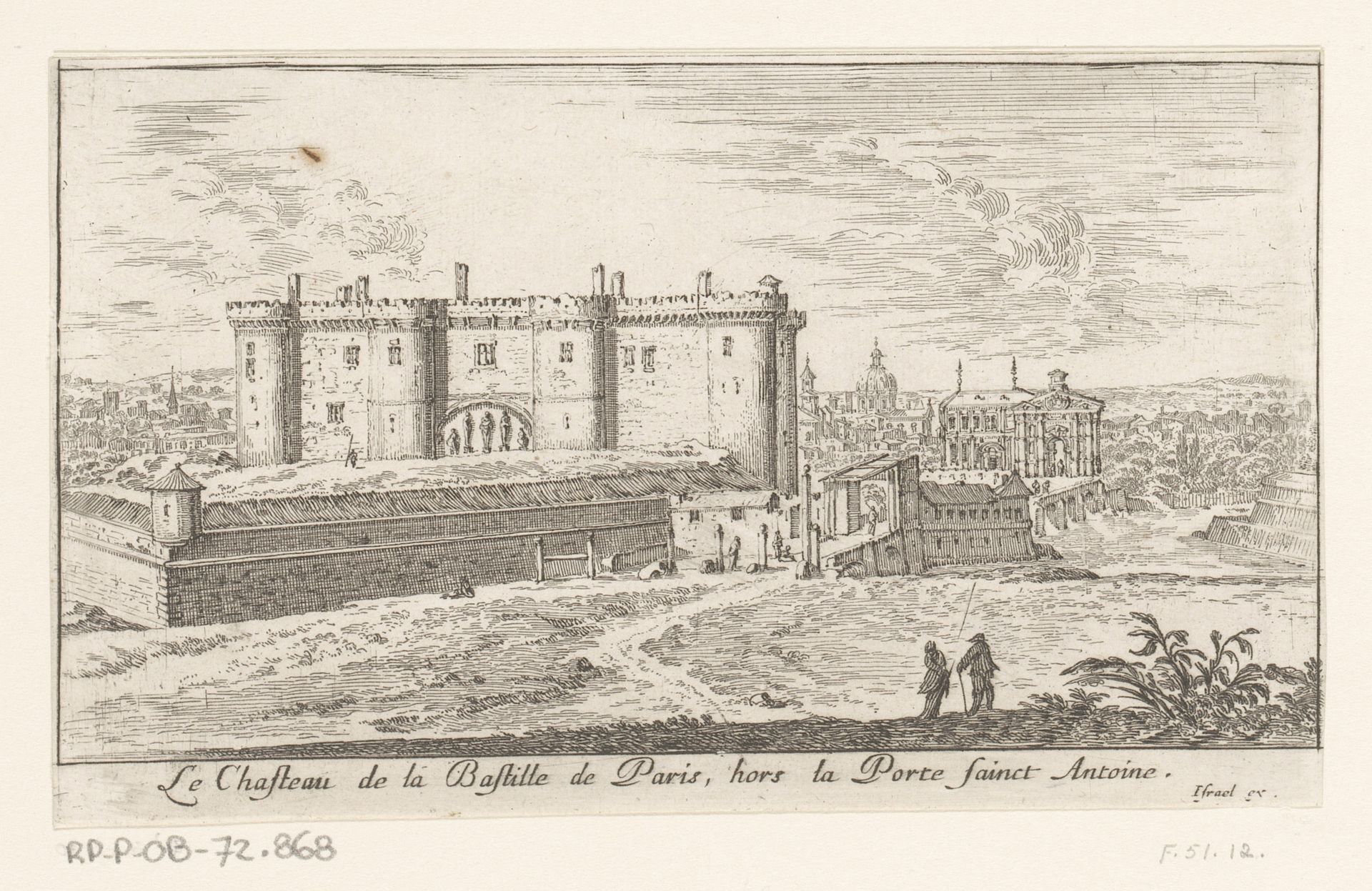 Gezicht op de Bastille by Israel Silvestre