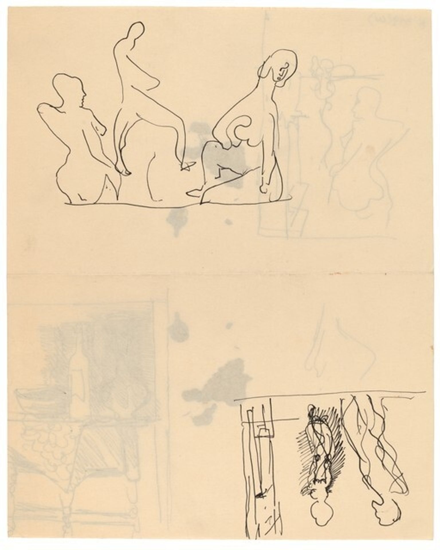 Two Groups of Figure Sketches [recto] by Mark Rothko