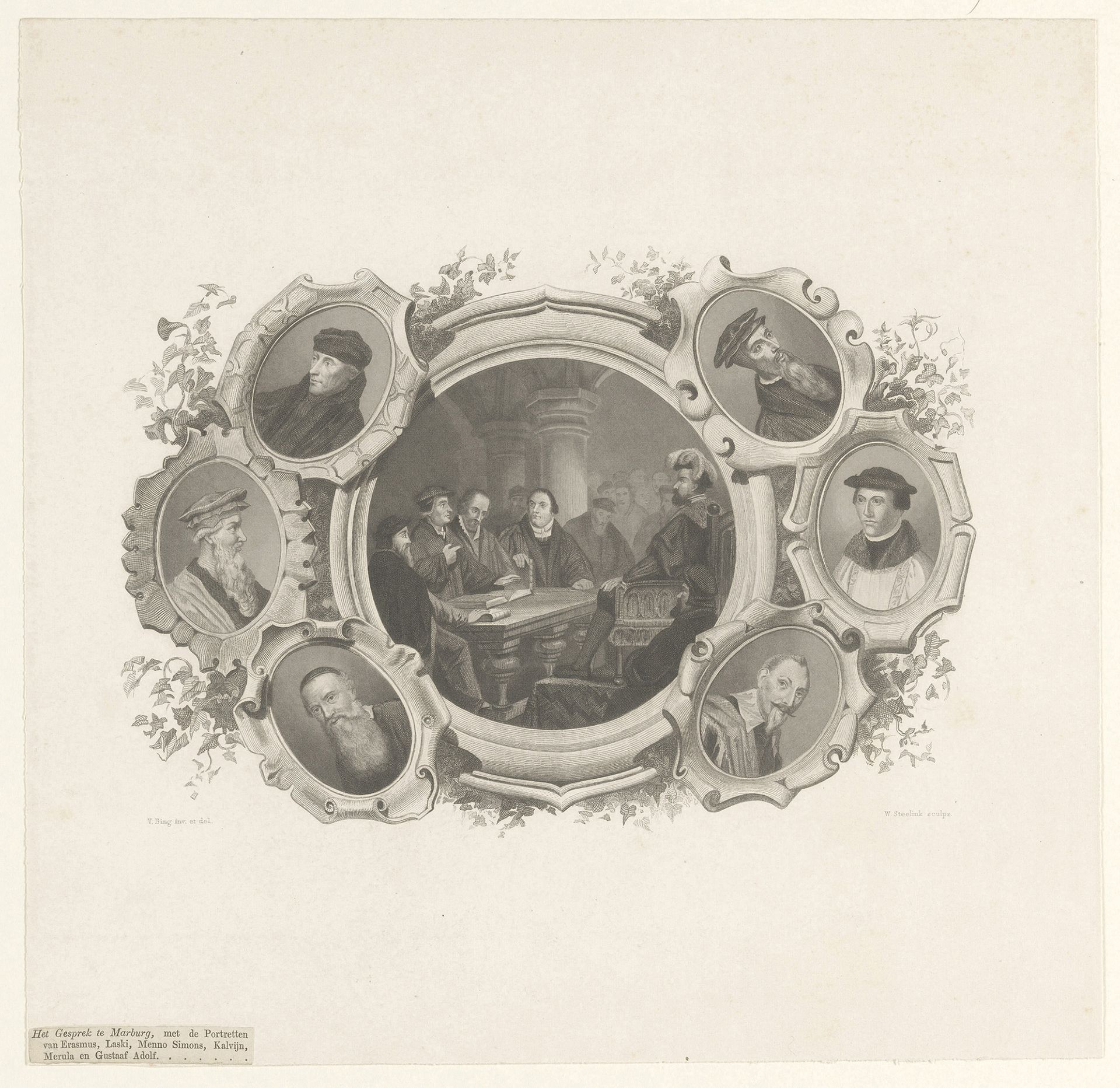 Luthers colloquium in Marburg, 1529 by Willem (I) Steelink