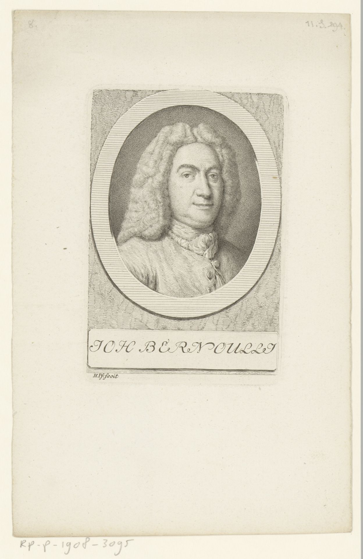 Portret van Johann Bernoulli (I) by Heinrich Pfenninger