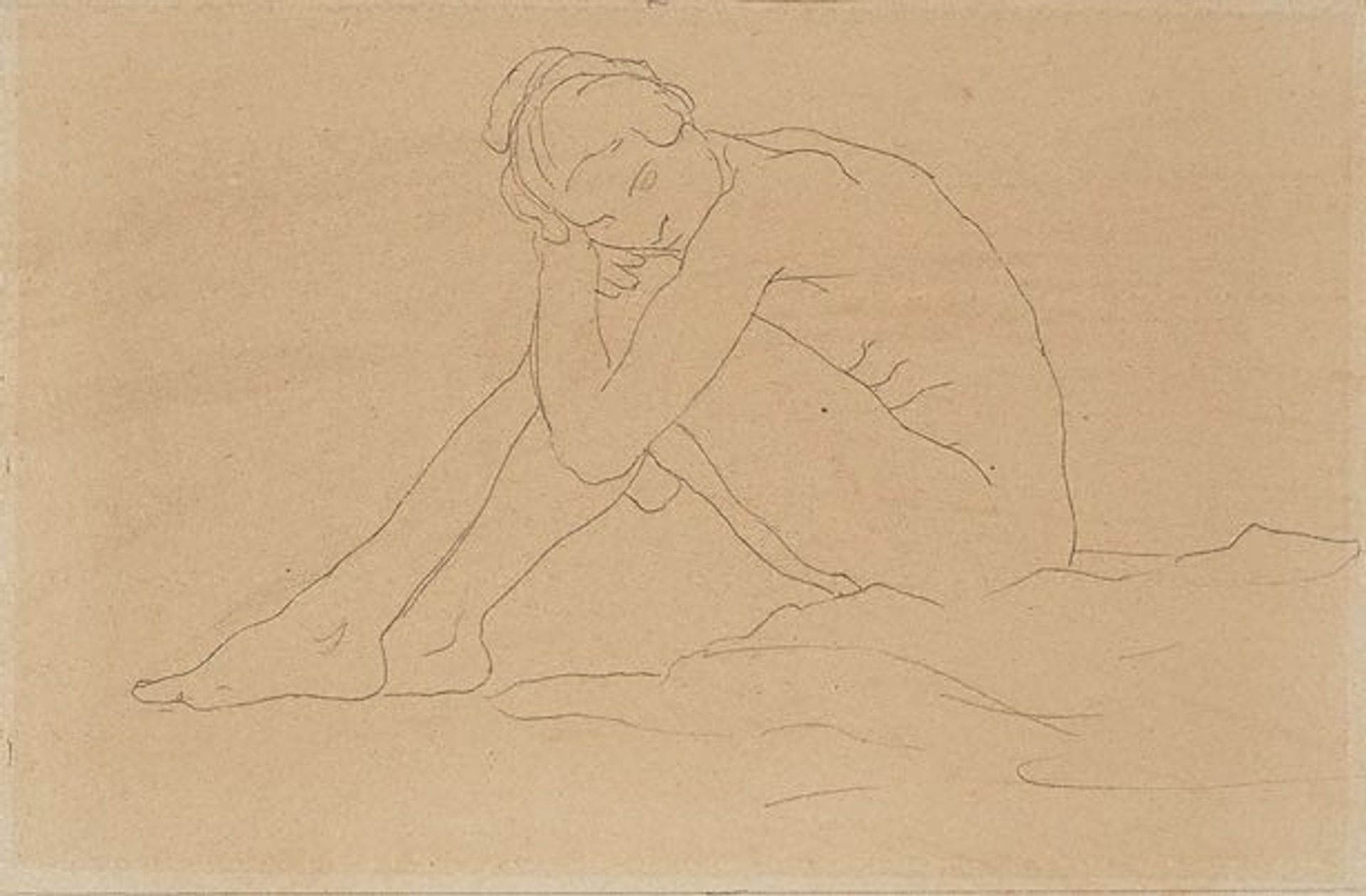 Seated female nude clasping her knees by Rupert Bunny