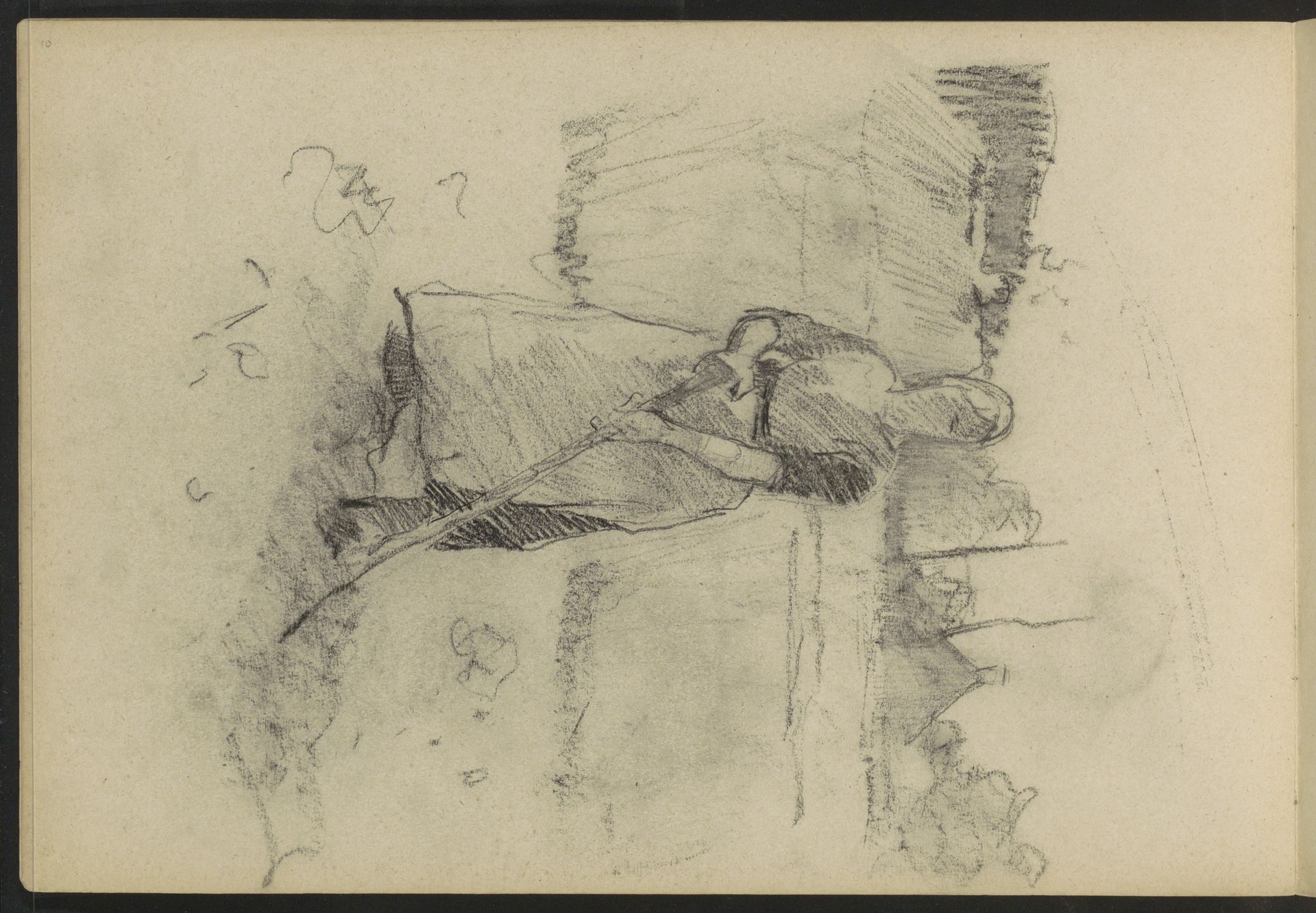 Boerin met een schoffel op het land by Willem Witsen