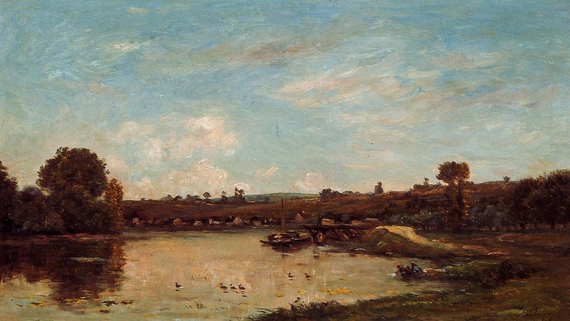 Washerwoman near Valdomdois by Charles François Daubigny