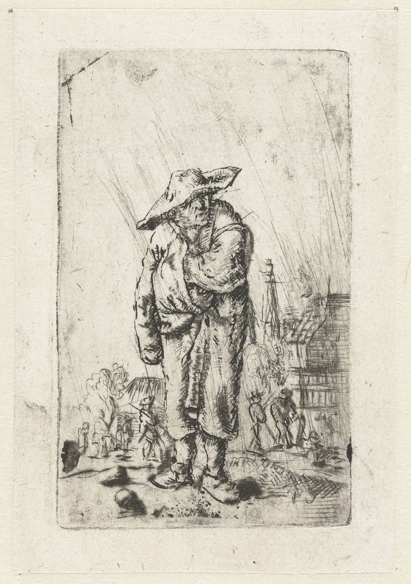 Staande boer met zijn hand in zijn mantel by Anonymous