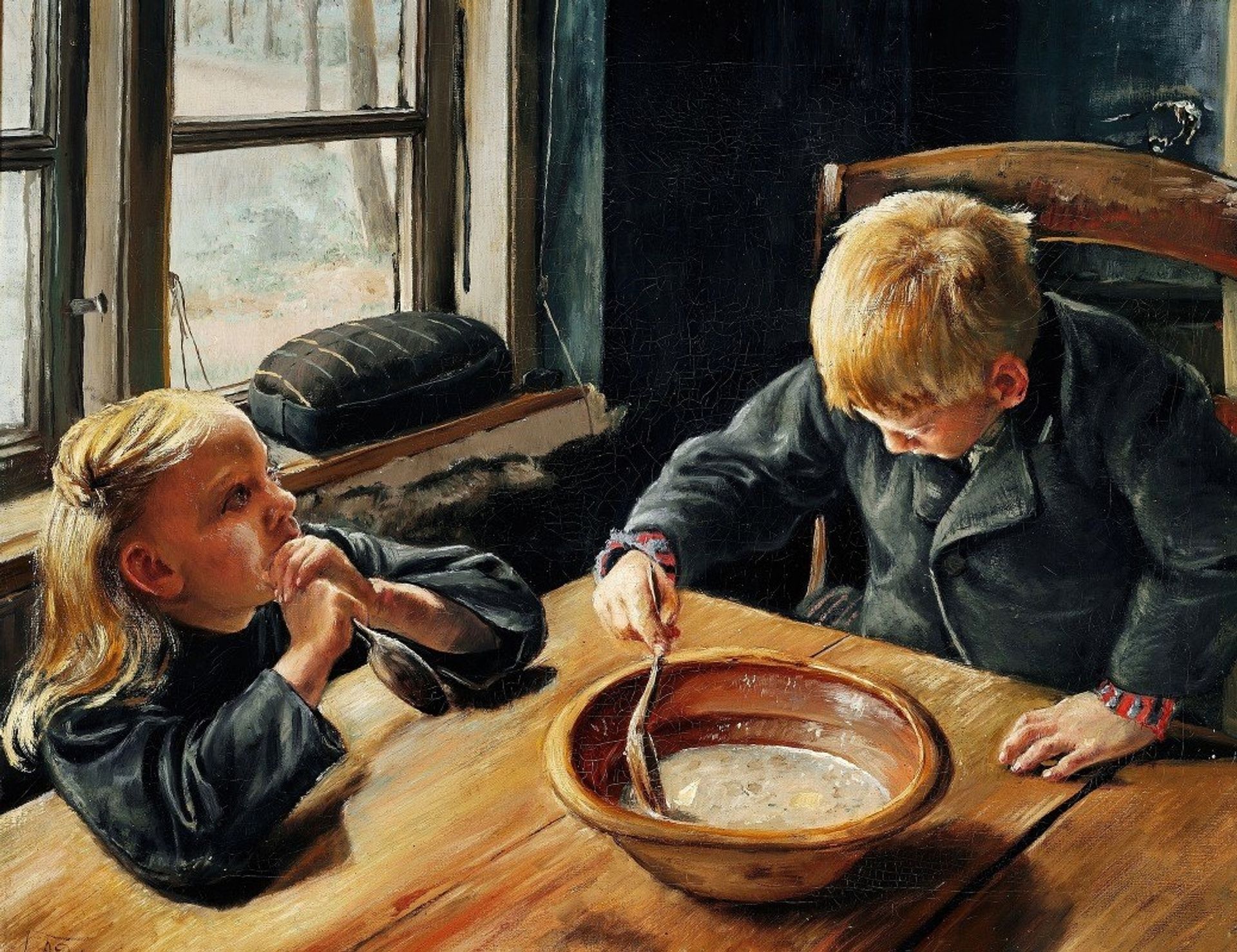 En Dreng og en Pige ved Middagsmaden by L.A. Ring