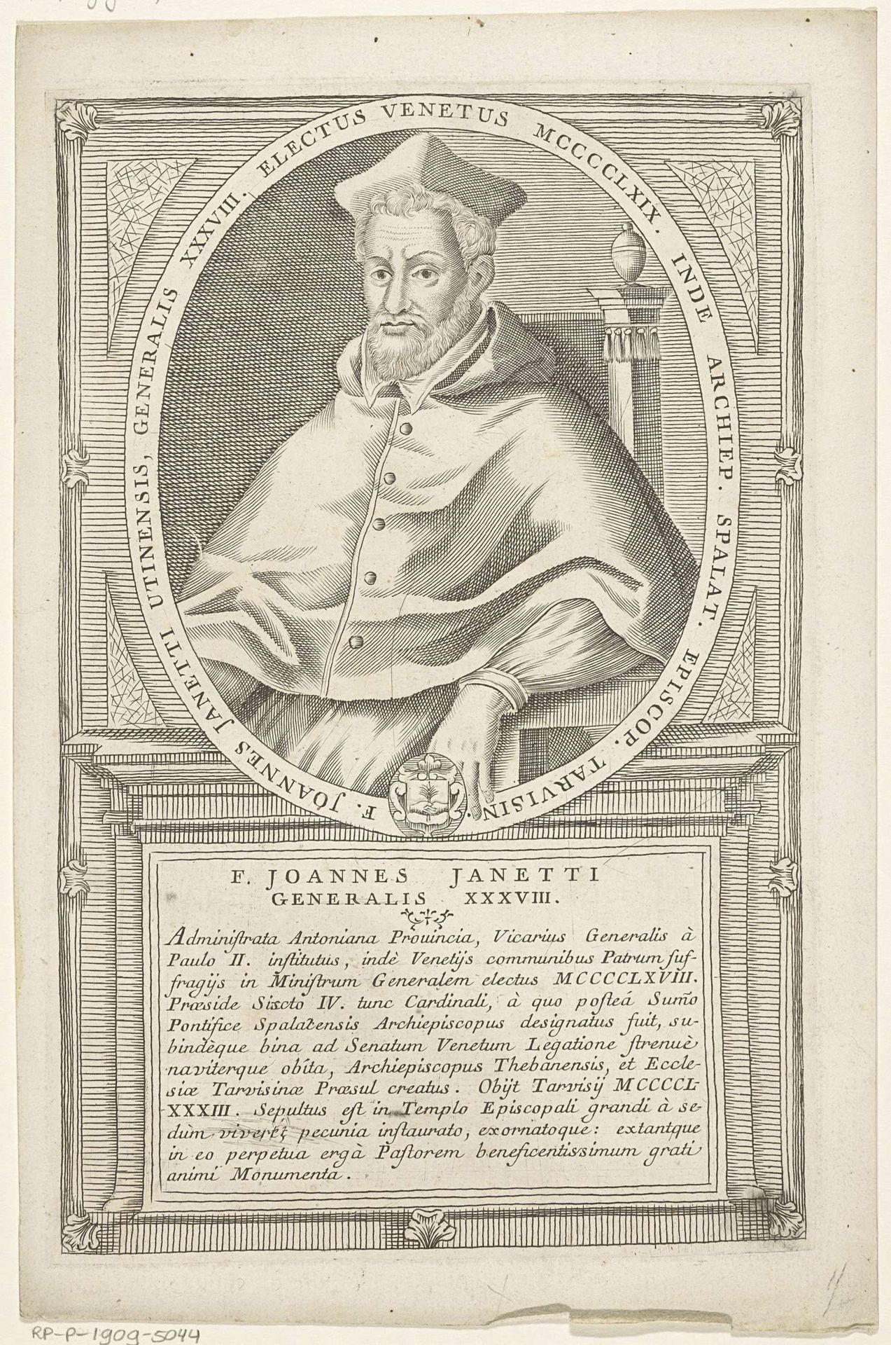 Portret van Zanetto de Udine, 38ste Minister Generaal van de franciscaner orde by Antonio Luciani