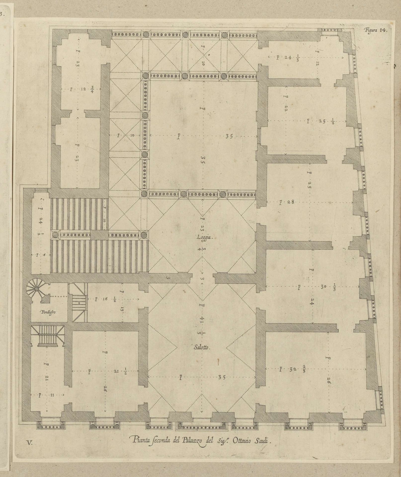 Plattegrond van de begane grond van het Palazzo del Melograno te Genua by Nicolaes Ryckmans