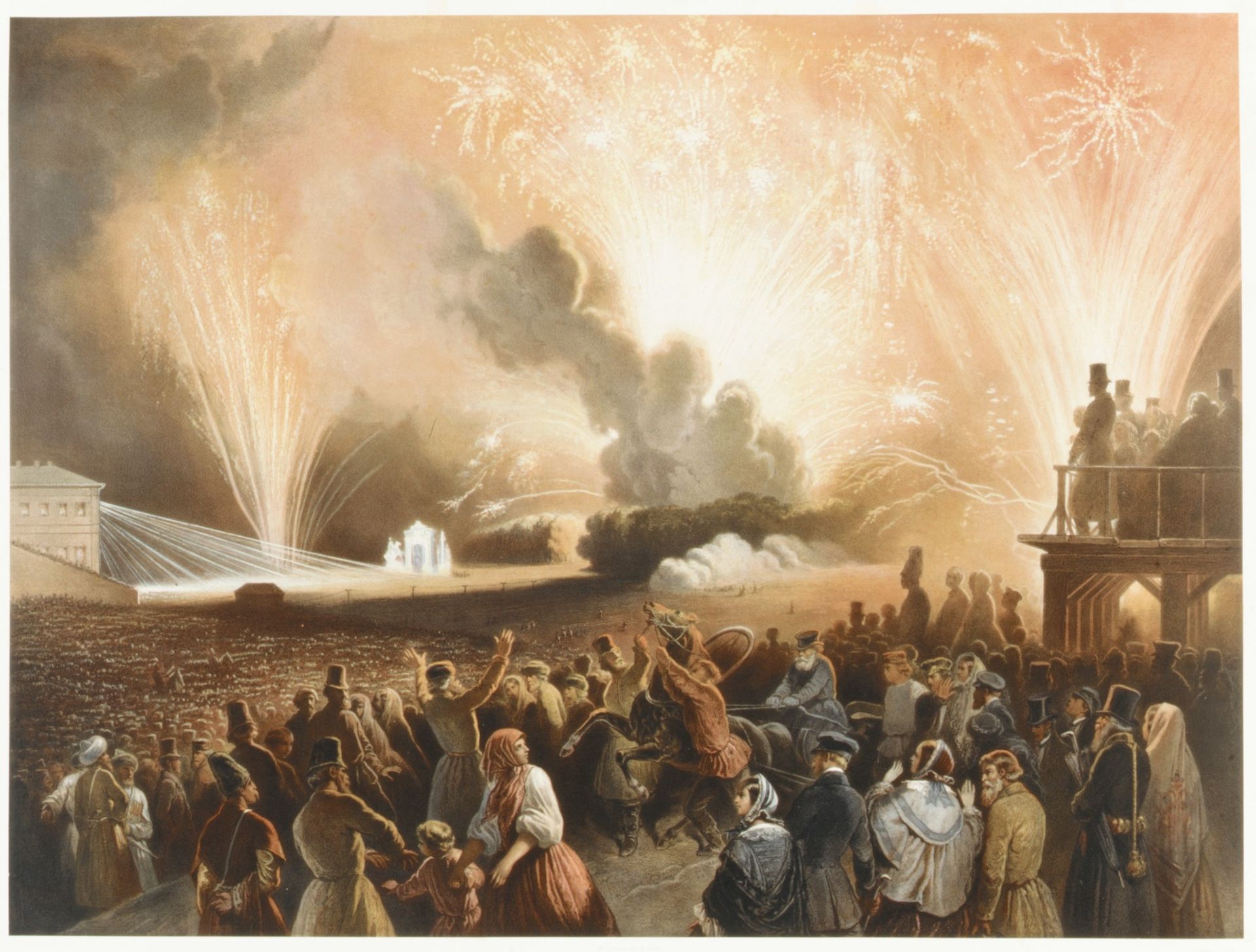 Coronation of Alexander II, Moscow, September 17, 1856: Fireworks Display before the Cadets' Building by Achille-Isidore Gilbert