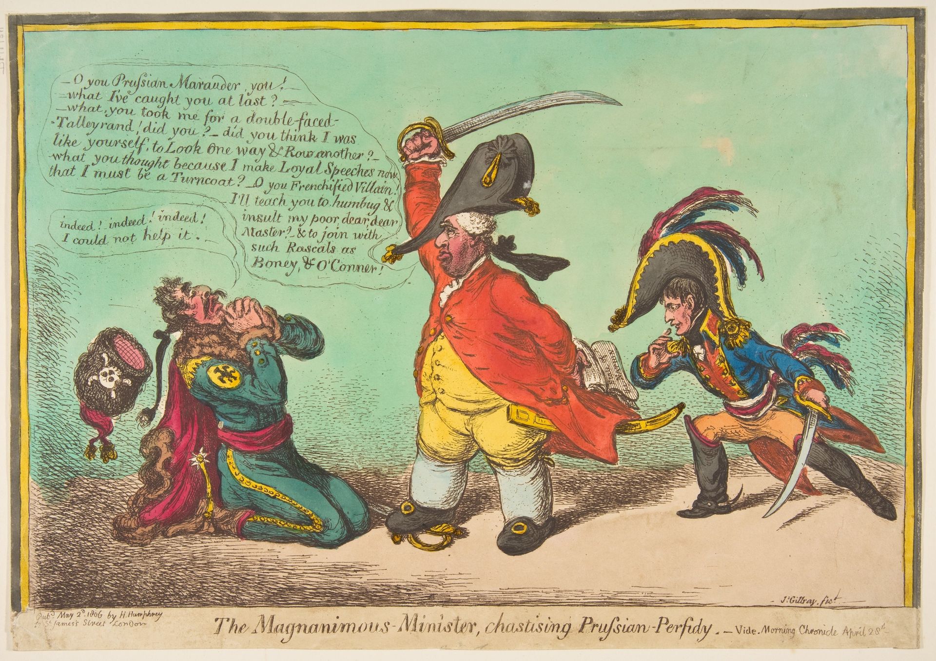 The Magnanimous Minister, Chastising Prussian Perfidy.–vide–Morning Chronicle April 28th by James Gillray