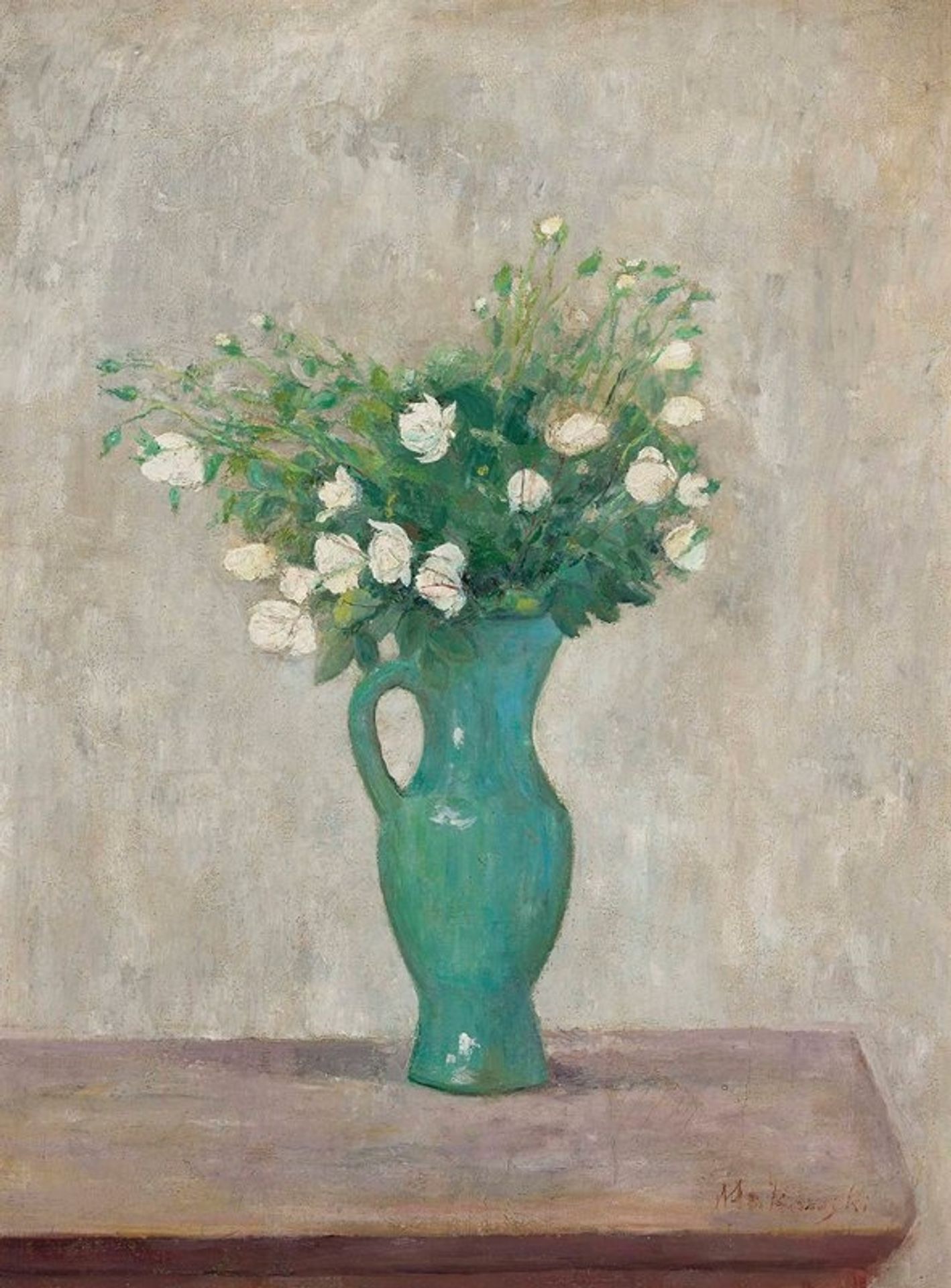 Bouquet in a green flower-vase by Tadeusz Makowski