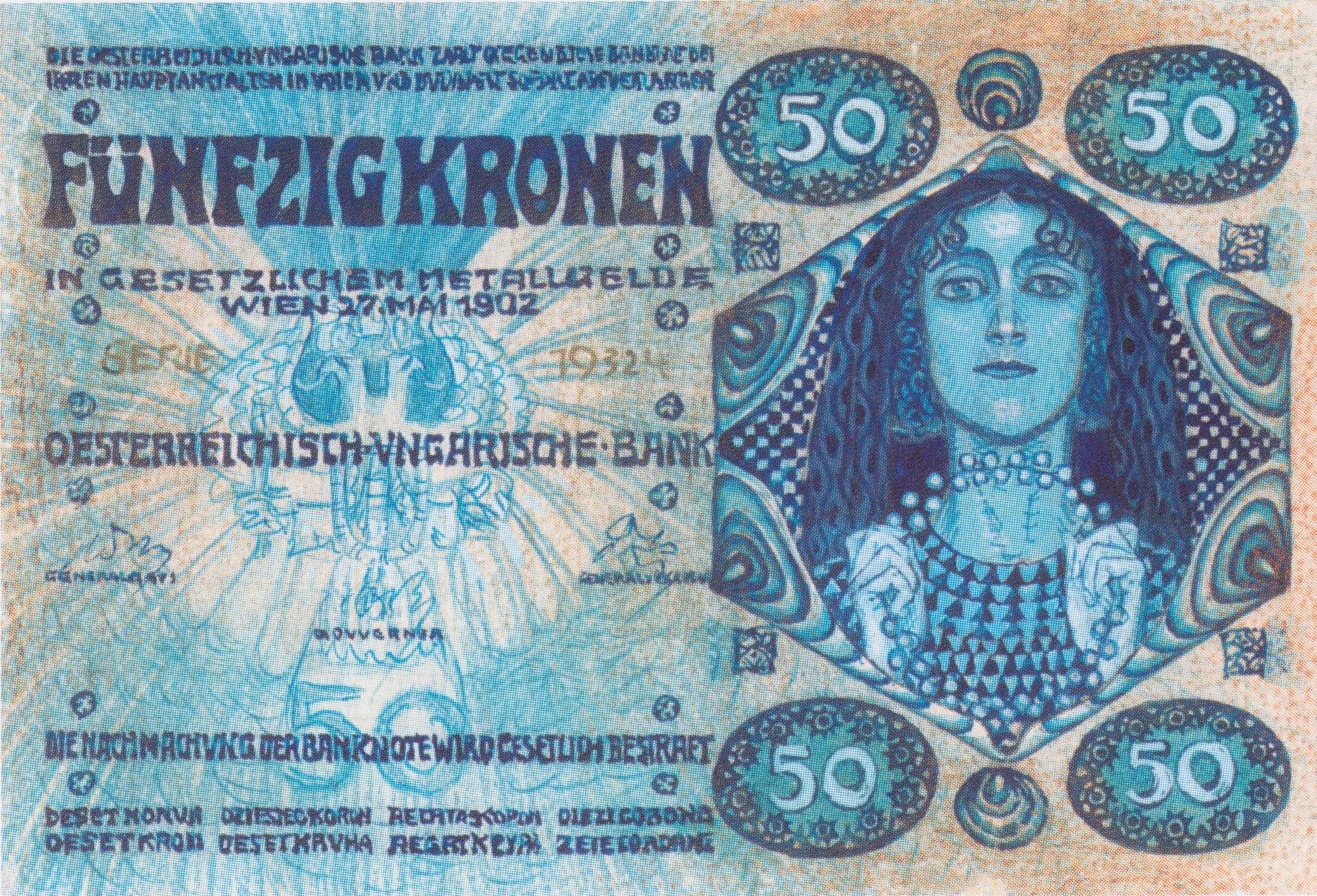 Design for the bill of 50 crowns by Koloman Moser