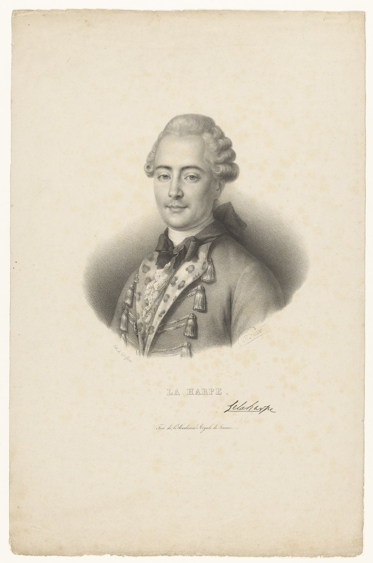 Portret van de schrijver Jean-François de La Harpe by Zéphirin Belliard