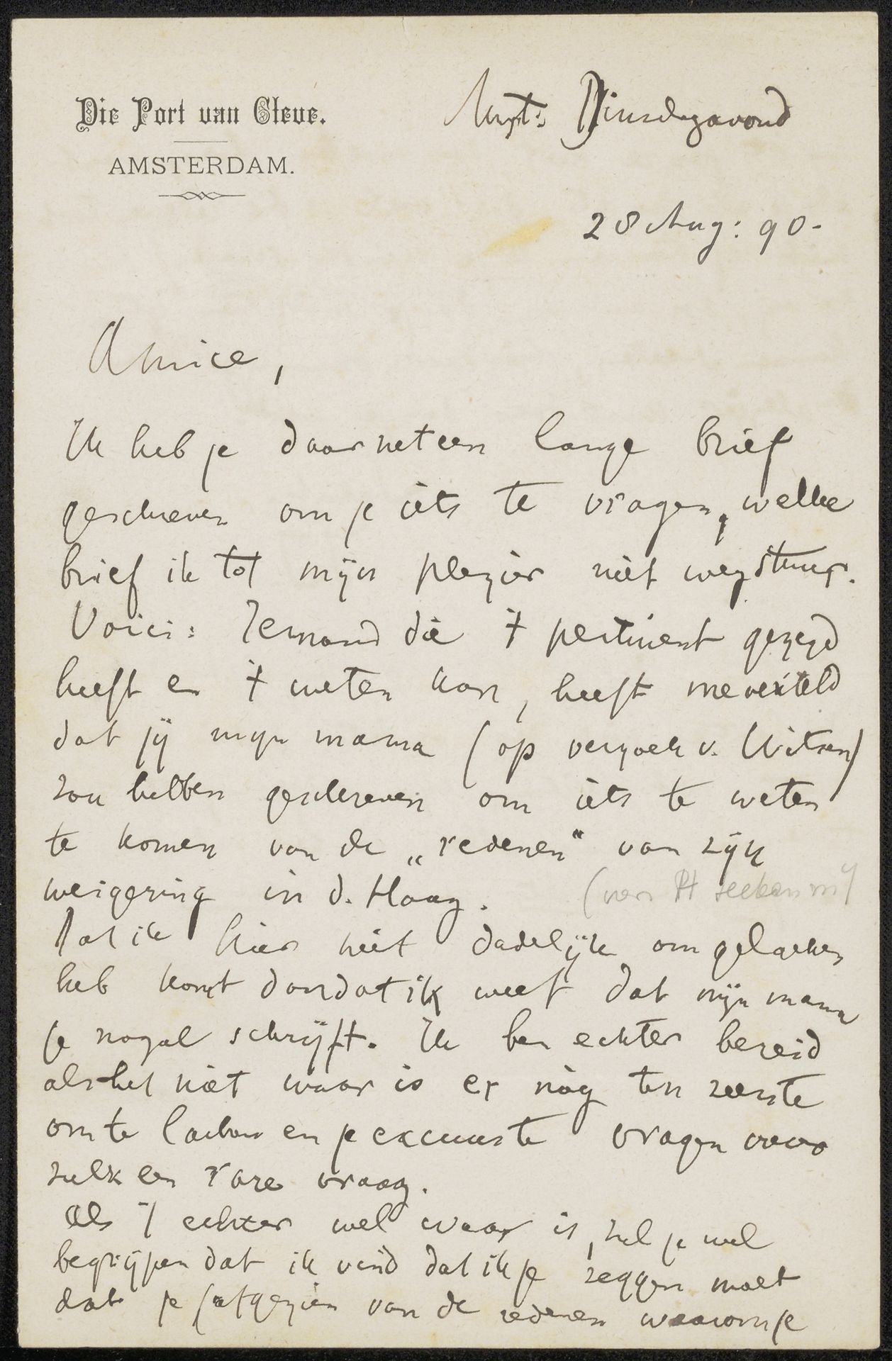 Brief aan Jan Veth by Isaac Israels