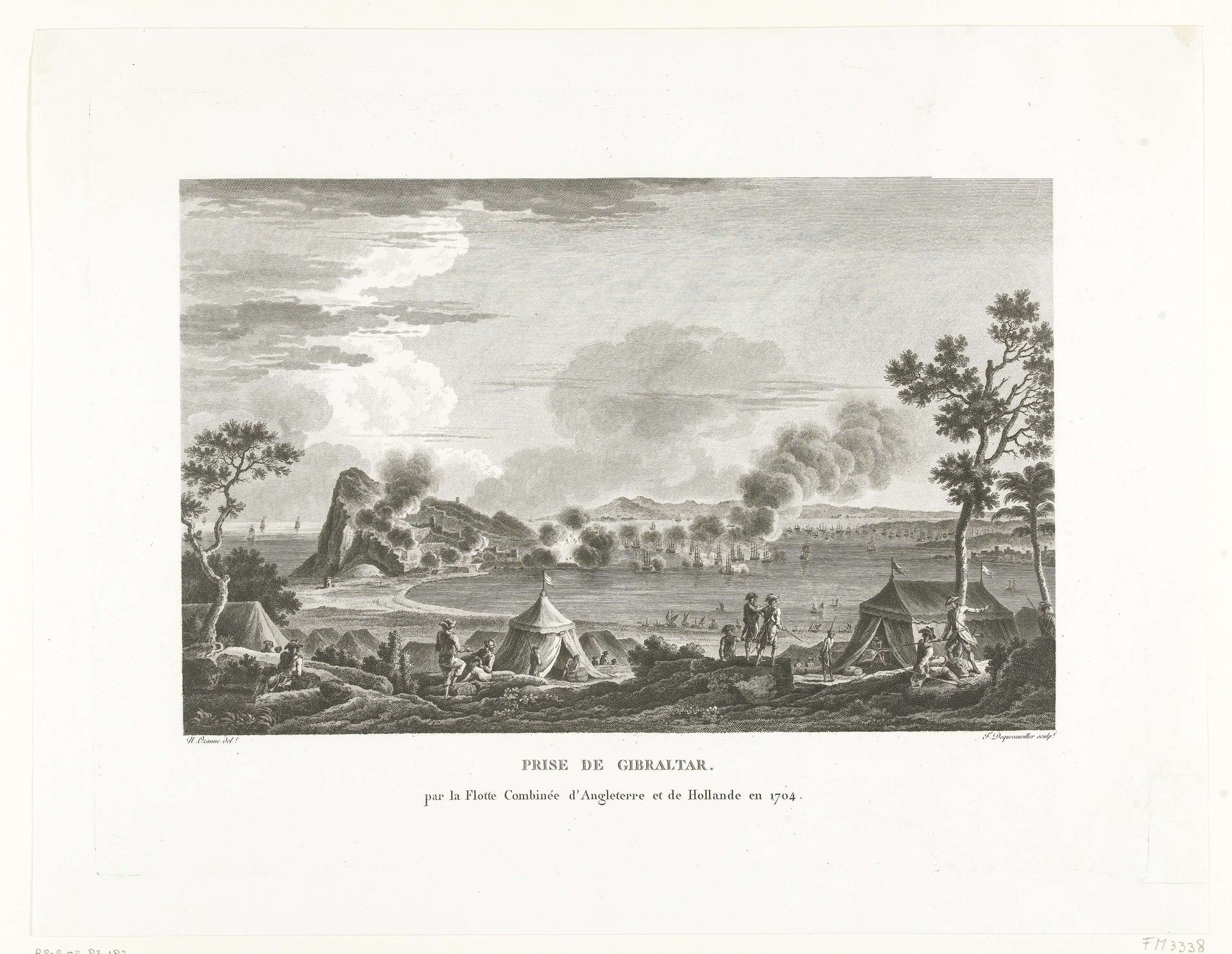 Verovering van Gibraltar door een Engels-Nederlandse vloot, 1704 by François Jacques Dequevauviller