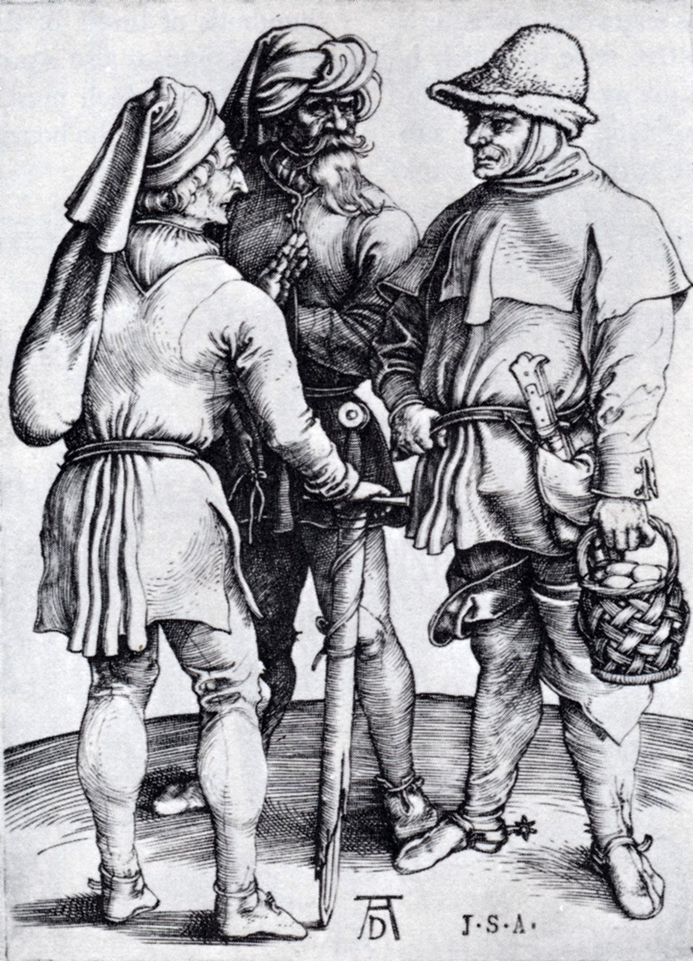 Three Peasants In Conversation by Albrecht Durer