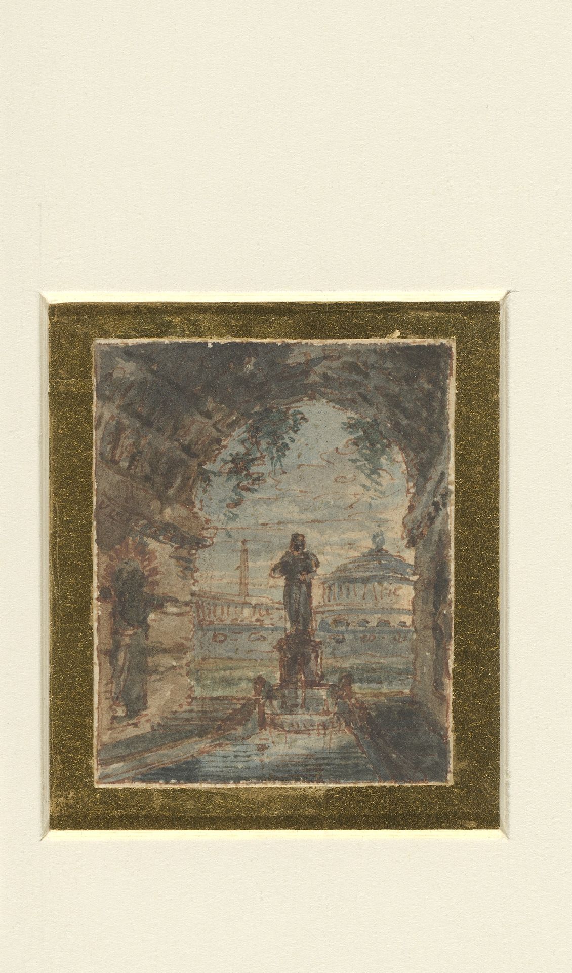 Doorkijk vanuit een rond gewelf op klassieke gebouwen by Victor Jean Nicolle