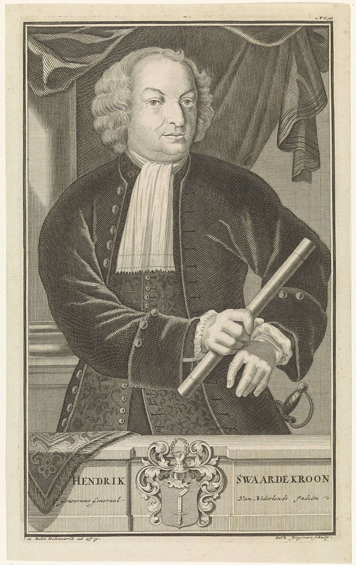 Portret van Hendrik Swaerdecroon, gouverneur-generaal van Nederlands-Indië by Dirk Jongman