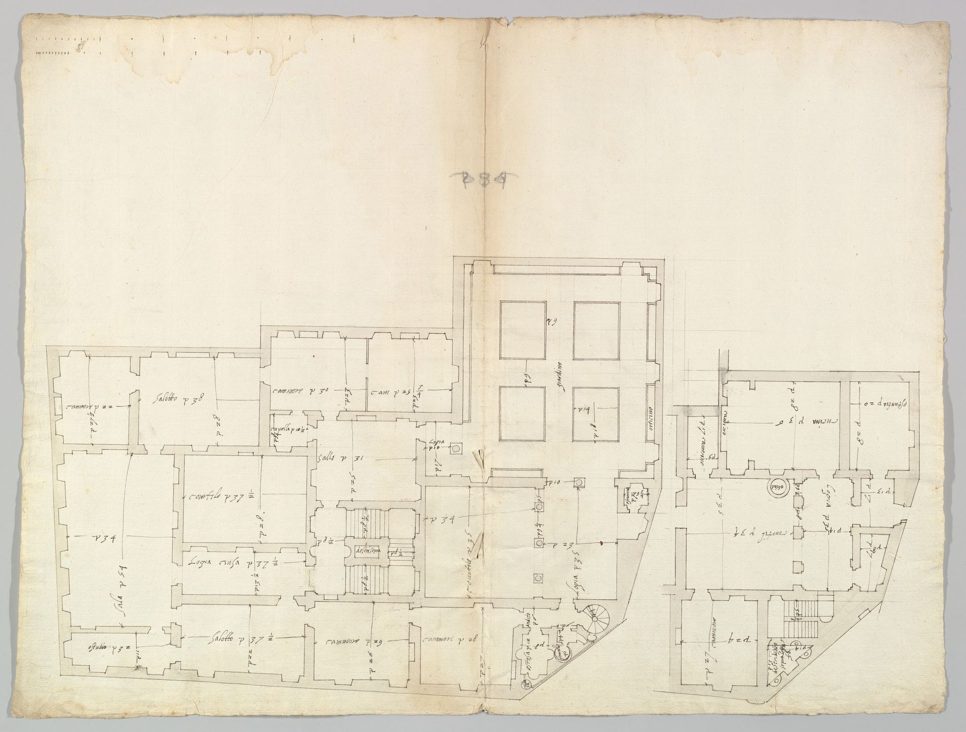 Unidentified palace, plan (recto) blank (verso) by Anonymous