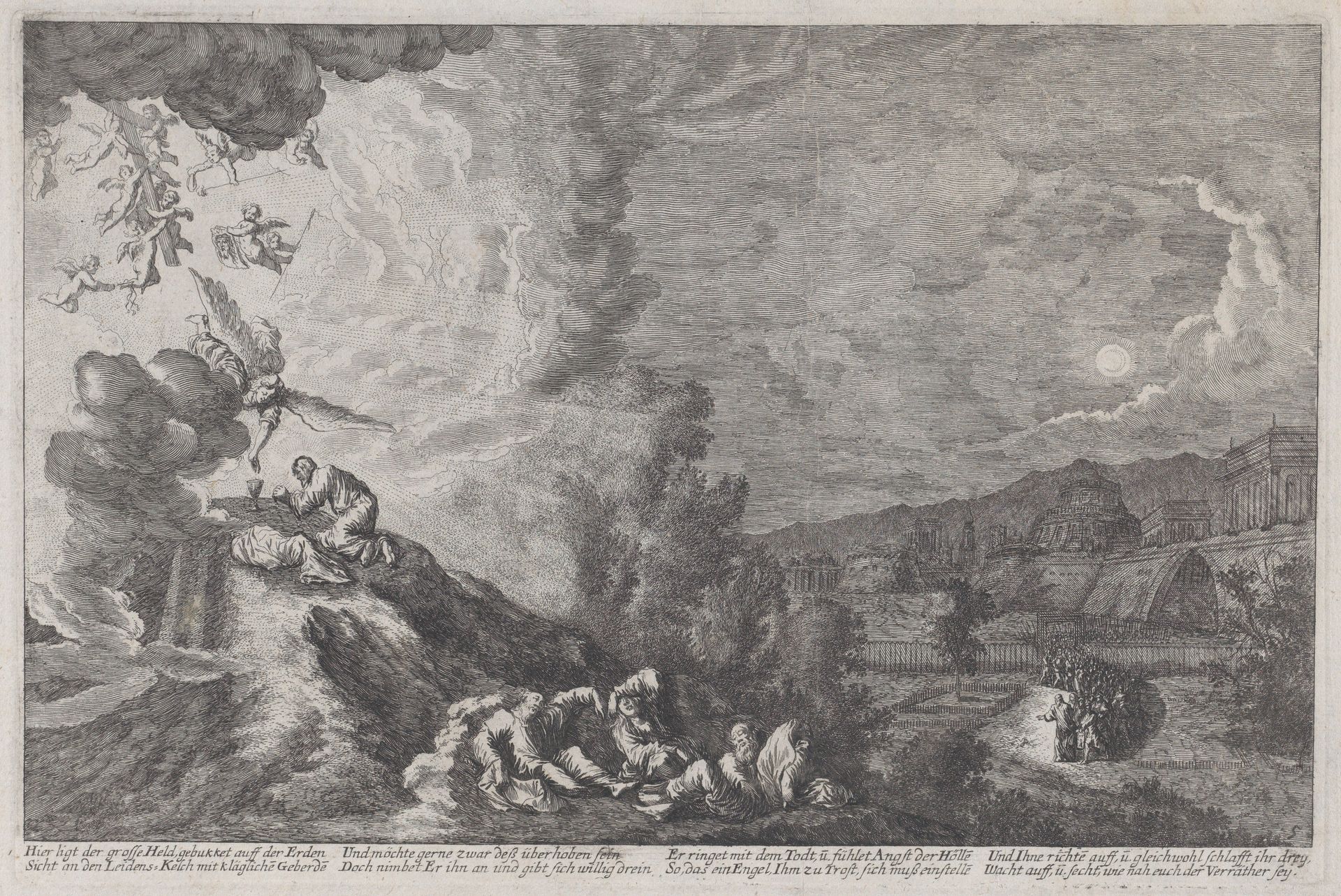 The Agony in the Garden, from 'Iconographia' by Melchior Küsel