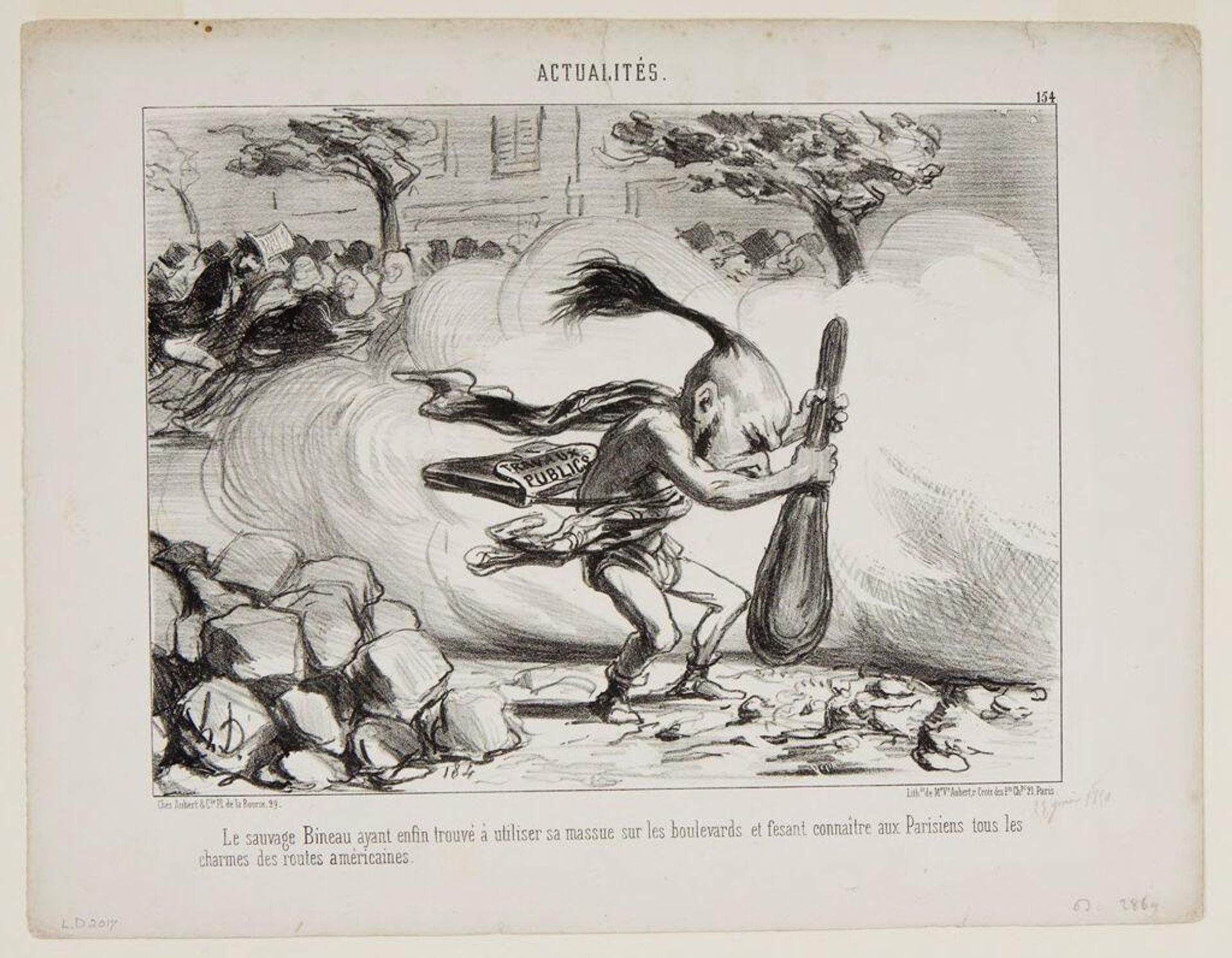 The Savage Binau Having...Finally Found a Use for His Club... by Honoré Daumier