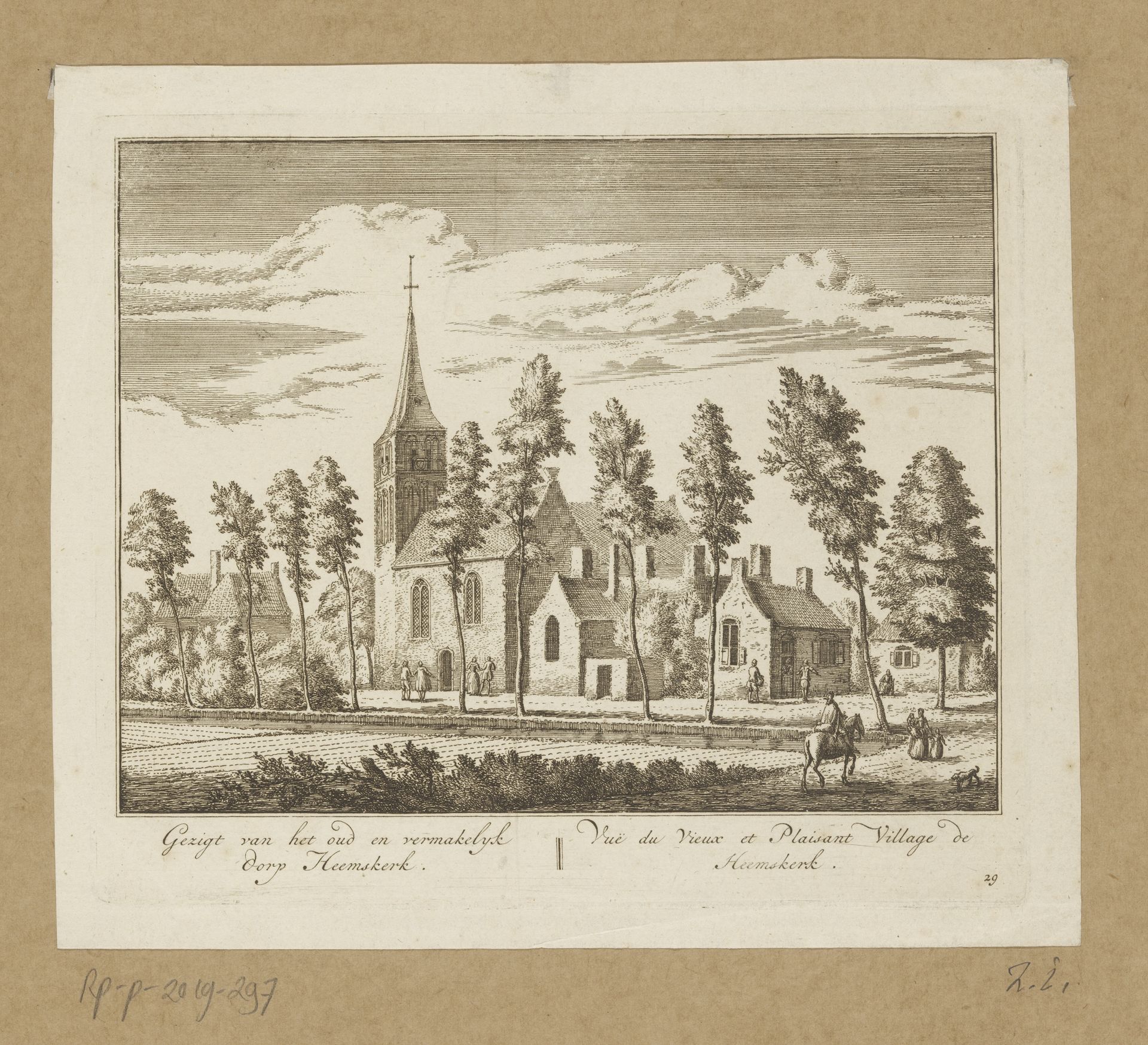 Gezicht op de dorpskerk van Heemskerk by Abraham Rademaker