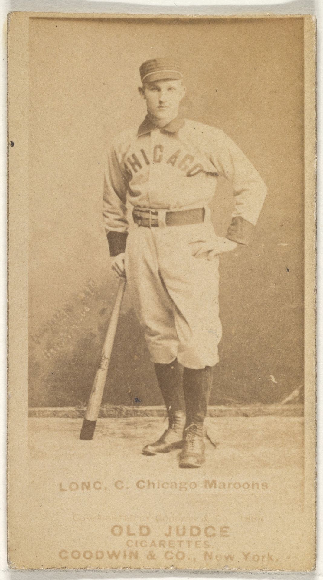 Long, Catcher, Chicago, from the Old Judge series (N172) for Old Judge Cigarettes by Goodwin & Company