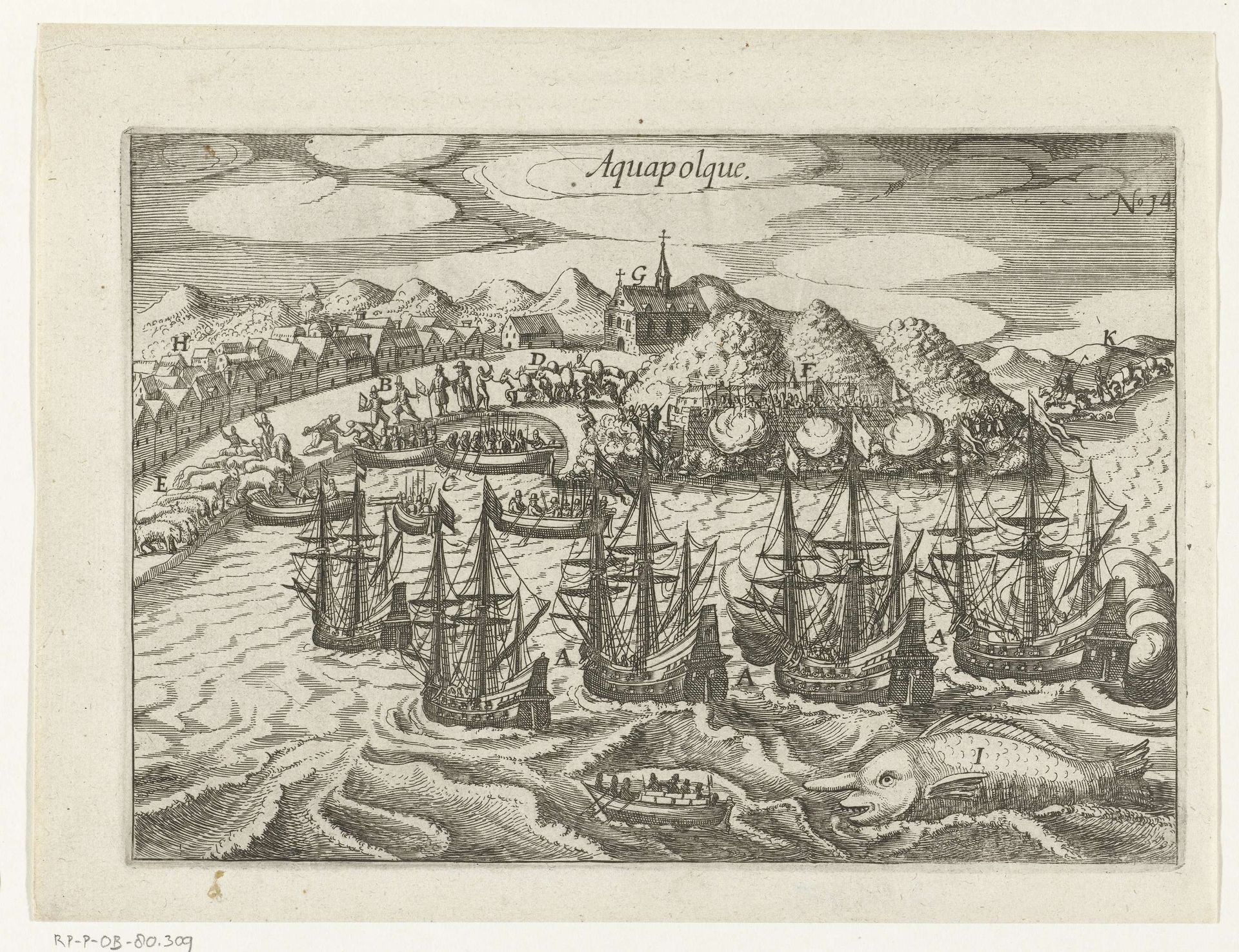 De vloot bij Acapulco, 1615 by Anonymous