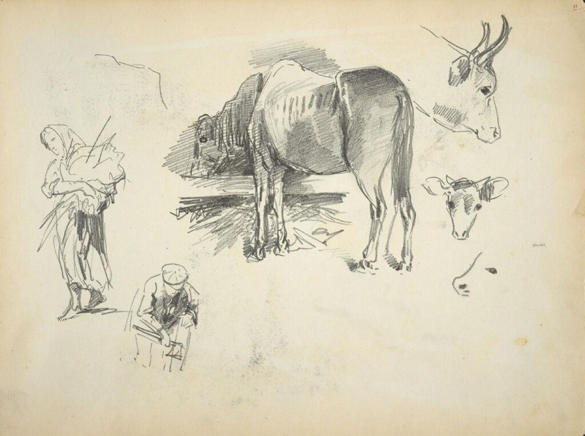 Horse and Cow Sketches; Figure Sketches by John Singer Sargent
